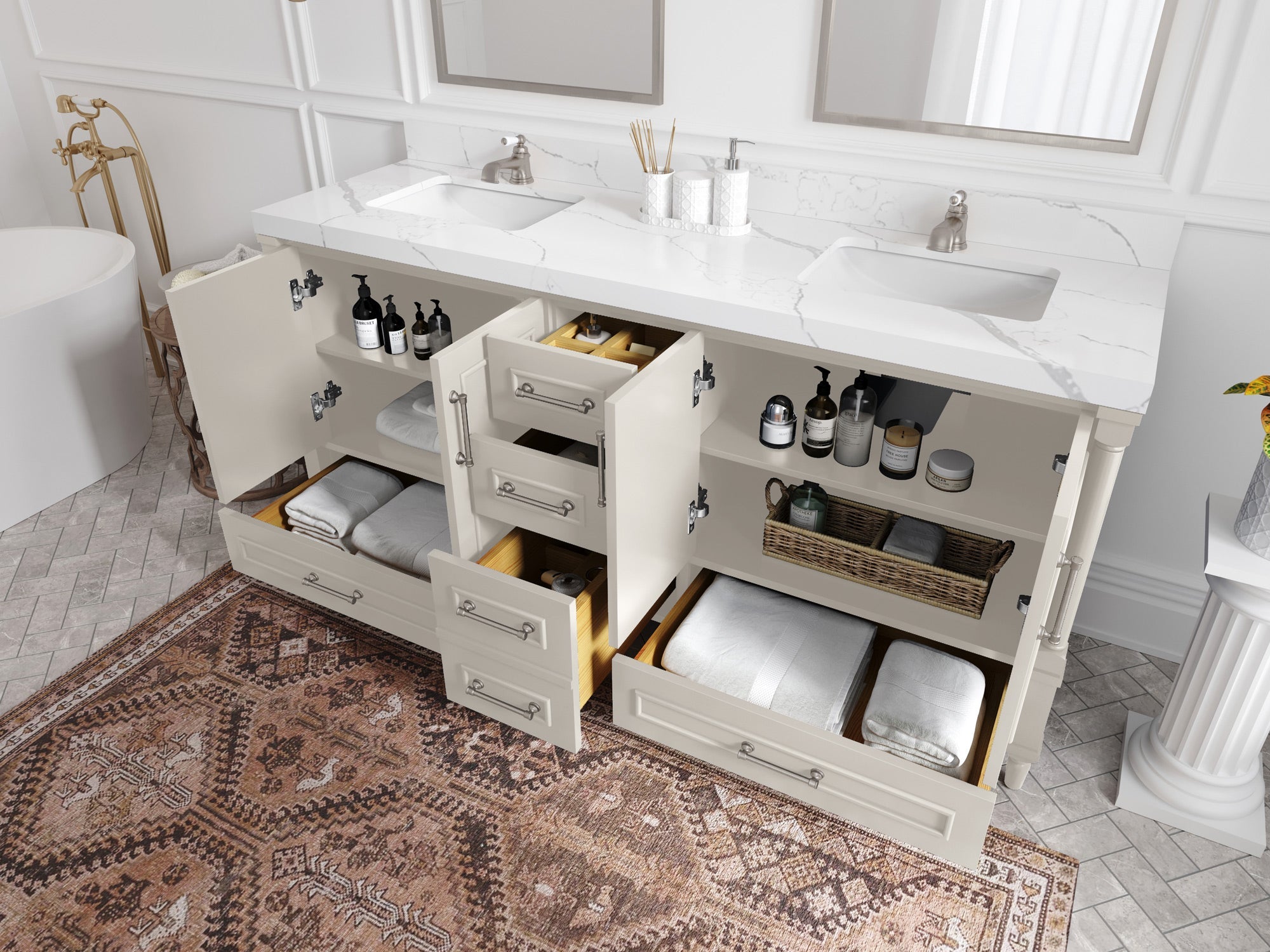Aberdeen 72 in. W x 22 in. D Double Sink Bathroom Vanity - Willow Bath and Vanity