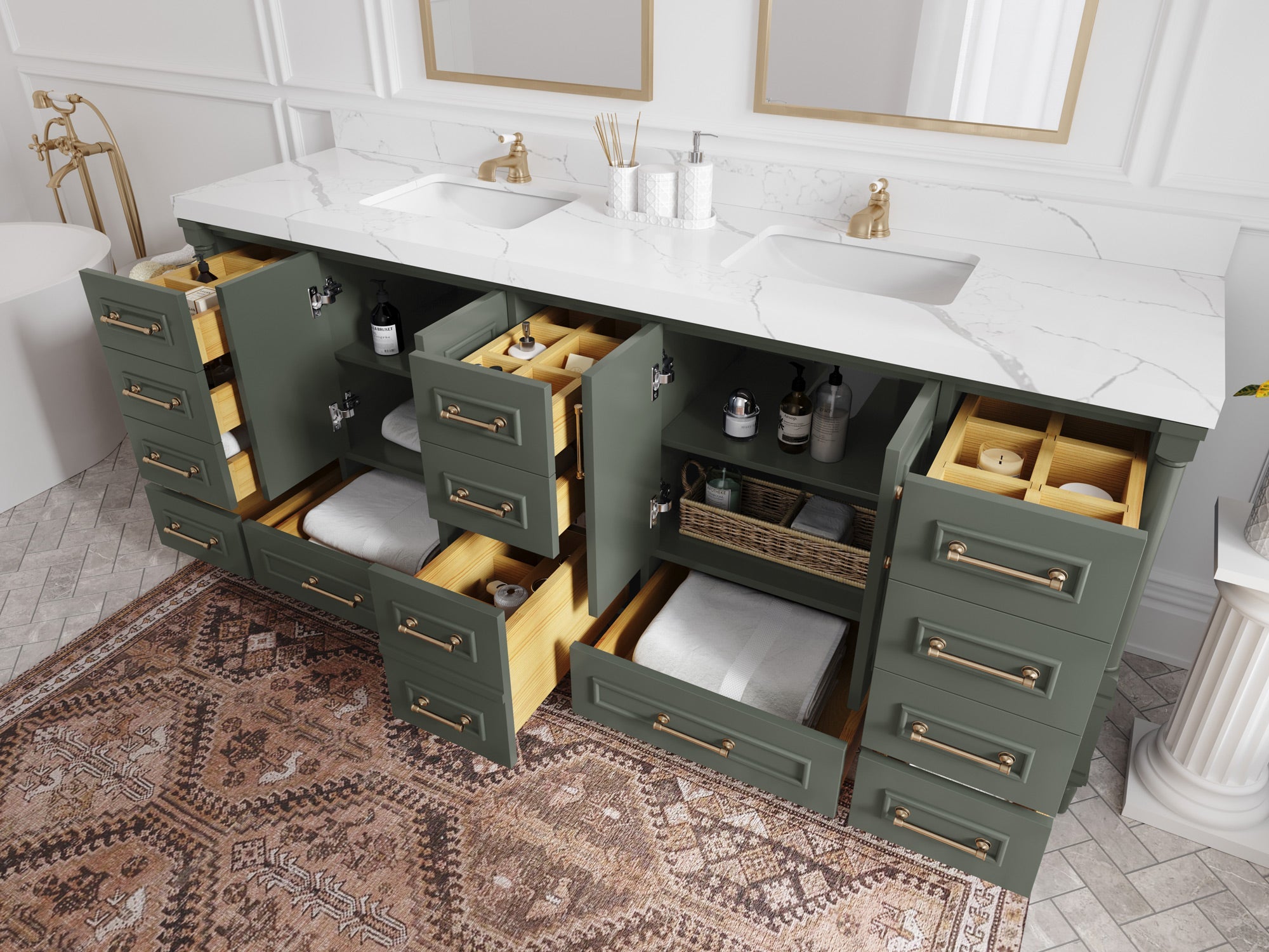 Aberdeen 84 in. W x 22 in. D Double Sink Bathroom Vanity - Willow Bath and Vanity