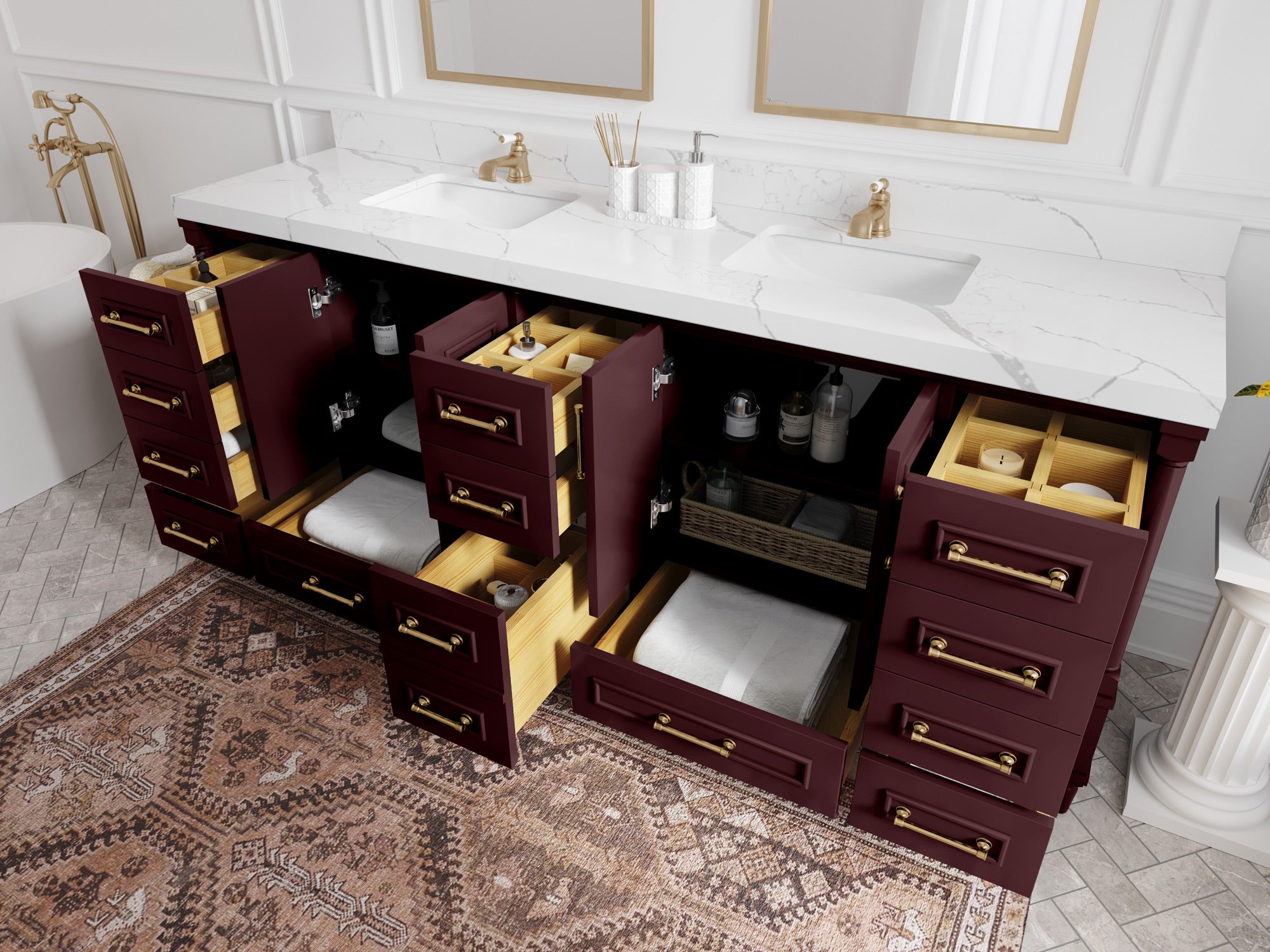 Aberdeen 84 in. W x 22 in. D Double Sink Bathroom Vanity - Willow Bath and Vanity