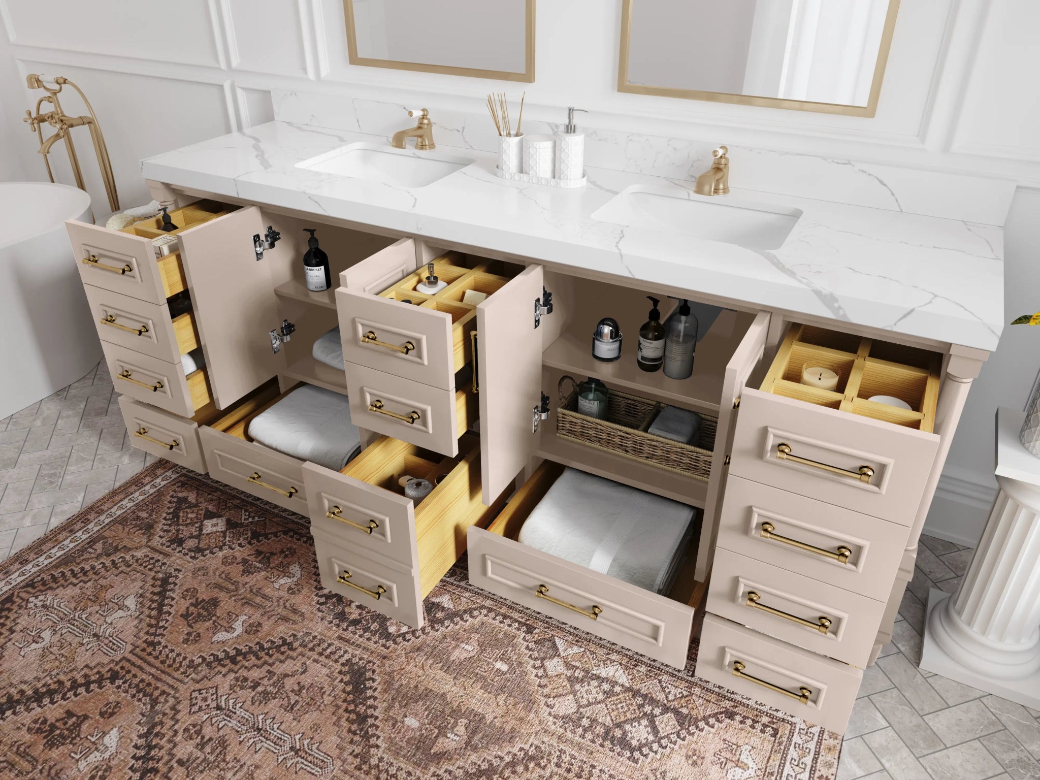 Aberdeen 84 in. W x 22 in. D Double Sink Bathroom Vanity - Willow Bath and Vanity