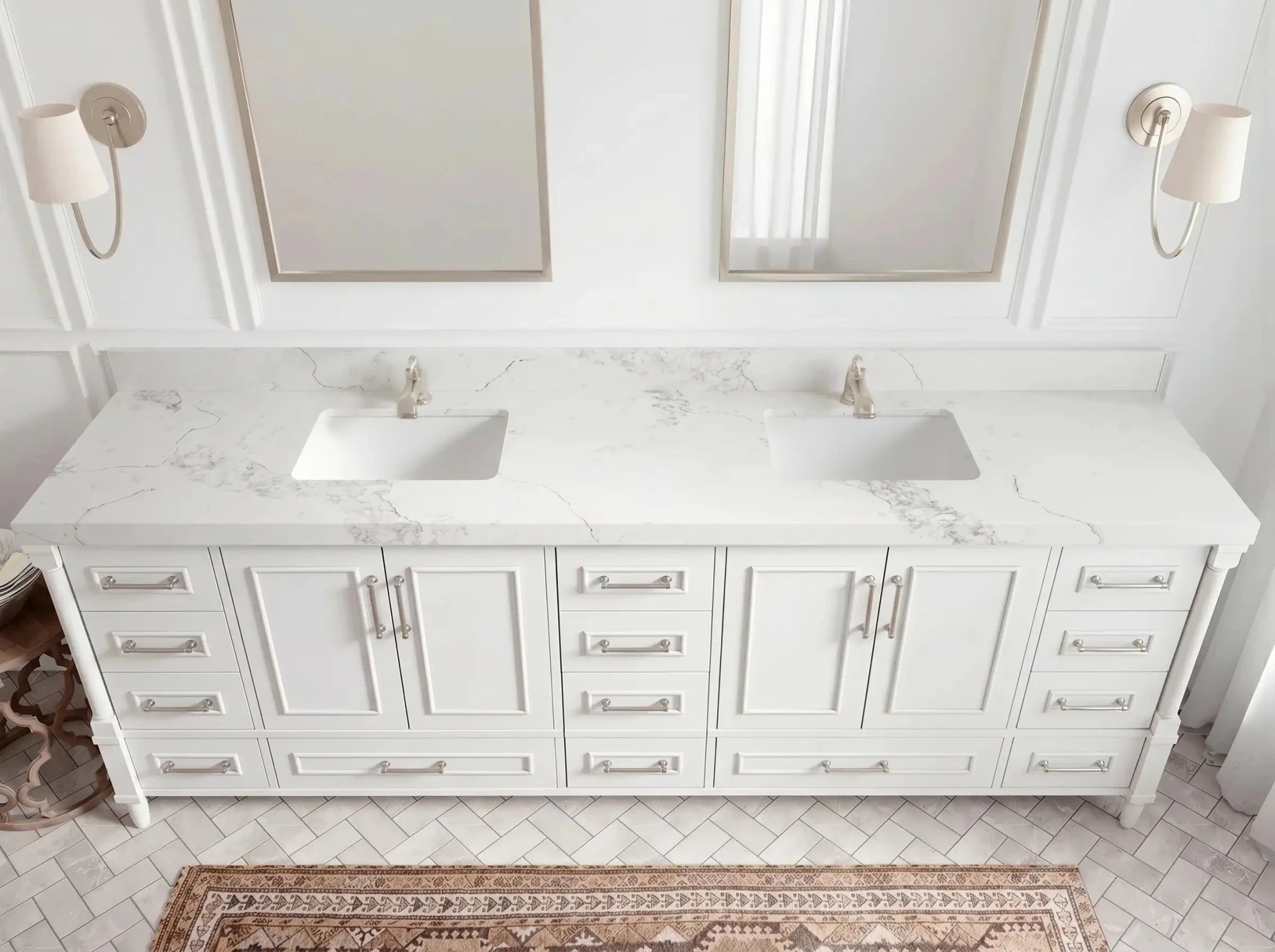 Aberdeen 96 in W x 22 in D Free Standing Double Sink Bathroom Vanity - Willow Bath and Vanity