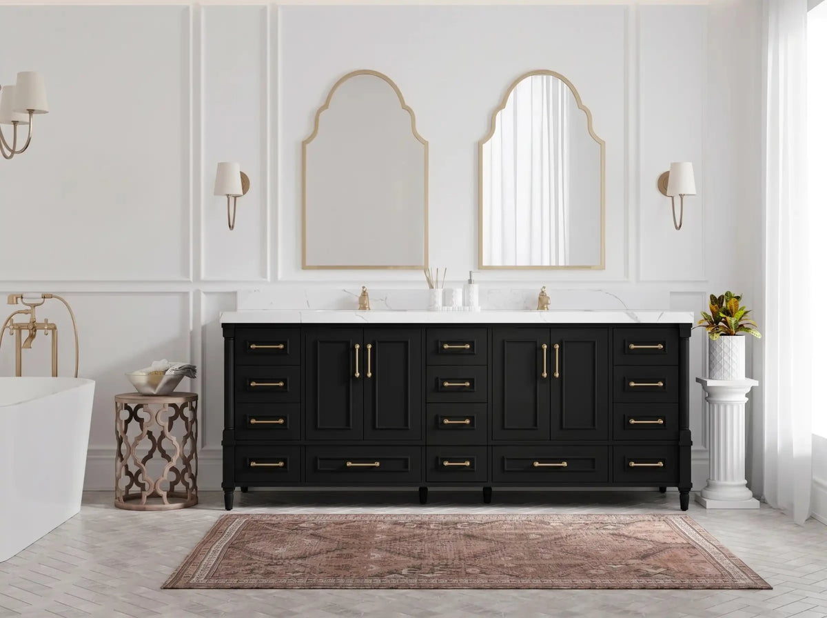 Aberdeen 96 in W x 22 in D Free Standing Double Sink Bathroom Vanity - Willow Bath and Vanity