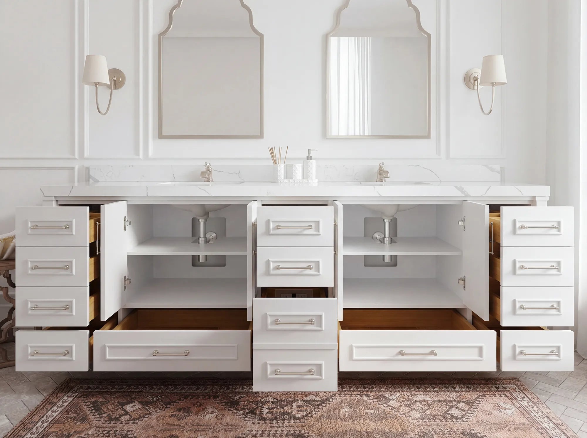 Aberdeen 96 in W x 22 in D Free Standing Double Sink Bathroom Vanity - Willow Bath and Vanity