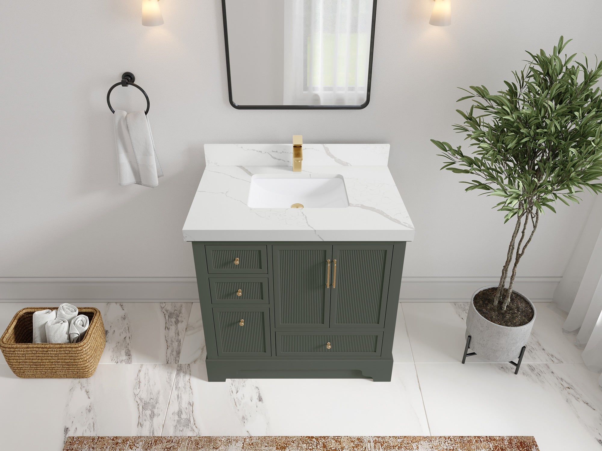 Alys 36 in. W x 22 in. D Center Sink Vanity for Modern Bathrooms - Willow Bath and Vanity