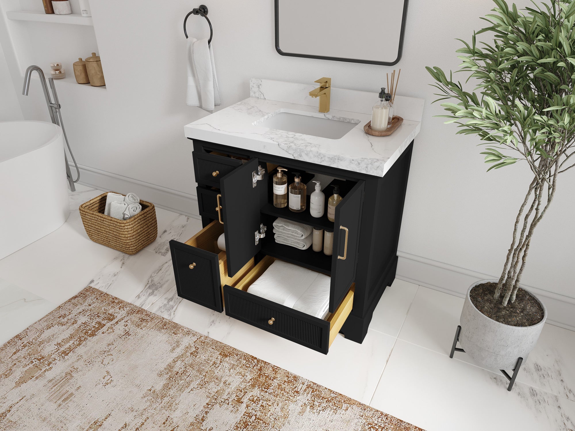 Alys 36 in. W x 22 in. D Center Sink Vanity for Modern Bathrooms - Willow Bath and Vanity
