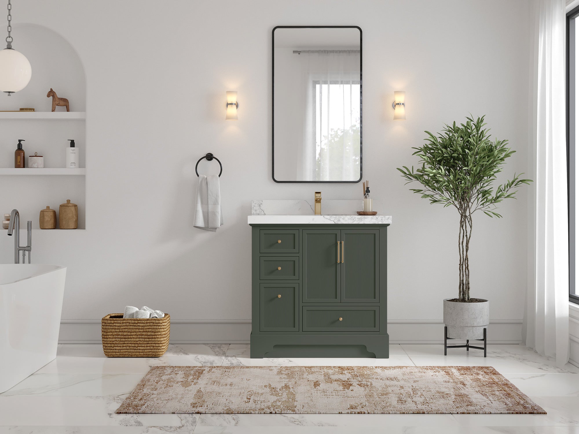 Alys 36 in. W x 22 in. D Center Sink Vanity for Modern Bathrooms - Willow Bath and Vanity
