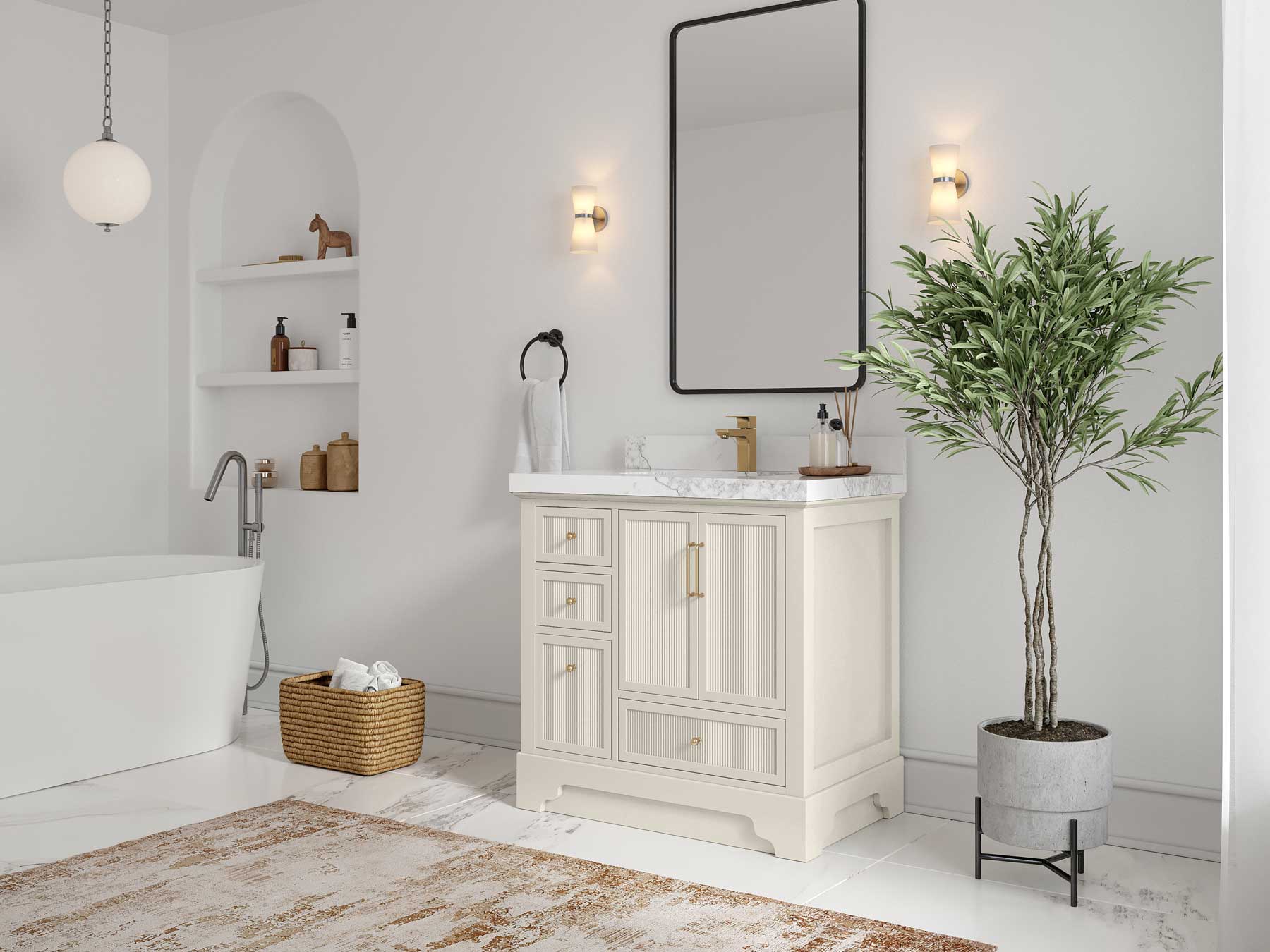 Alys 36 in. W x 22 in. D Center Sink Vanity for Modern Bathrooms - Willow Bath and Vanity