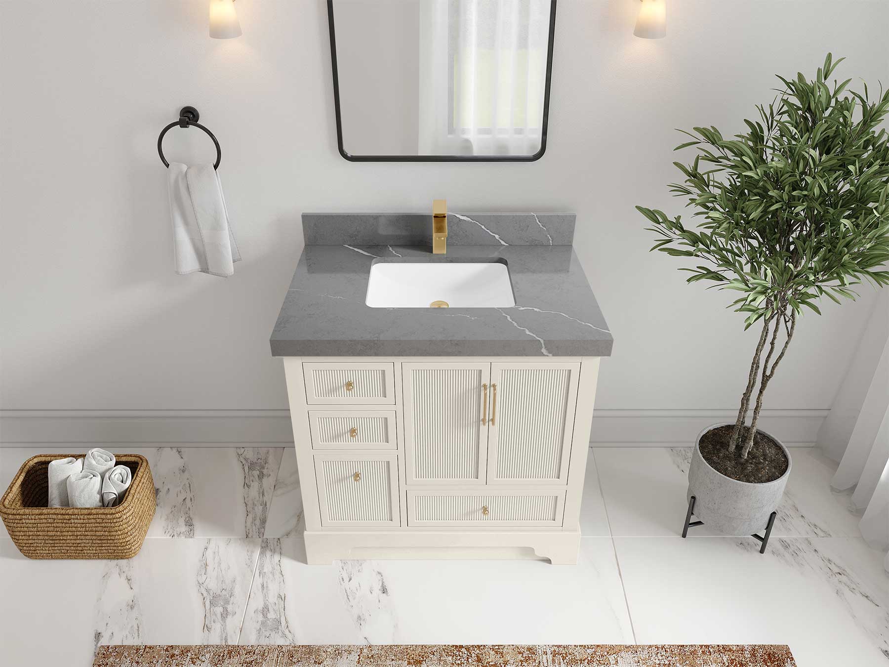 Alys 36 in. W x 22 in. D Center Sink Vanity for Modern Bathrooms - Willow Bath and Vanity