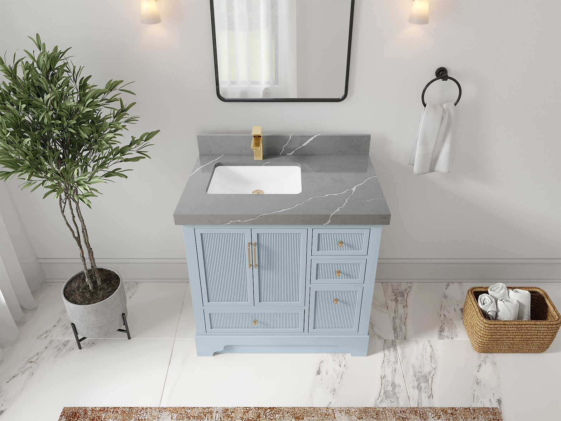 Alys 36 in. W x 22 in. D Left Offset Sink Bathroom Vanity - Willow Bath and Vanity