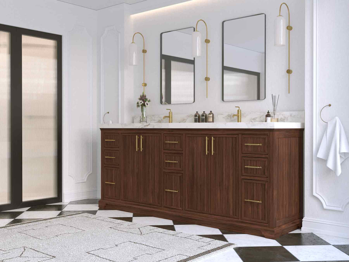 Alys Teak Wood 84 in. W x 22 in. D Double Sink Bathroom Vanity - Willow Bath and Vanity