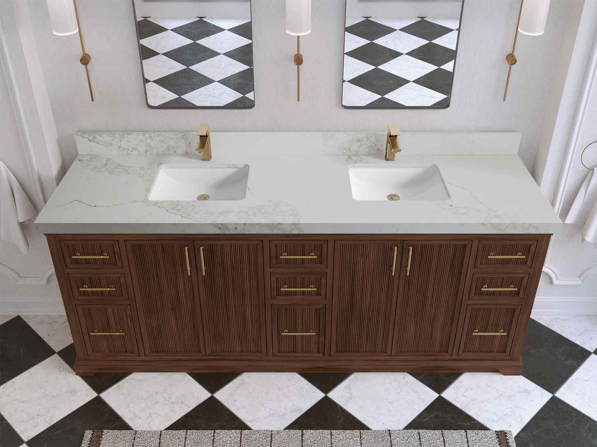 Alys Teak Wood 84 in. W x 22 in. D Double Sink Bathroom Vanity - Willow Bath and Vanity