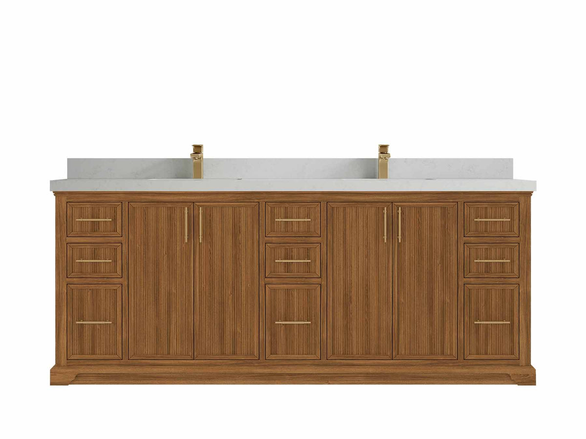 Alys Teak Wood 84 in. W x 22 in. D Double Sink Bathroom Vanity - Willow Bath and Vanity