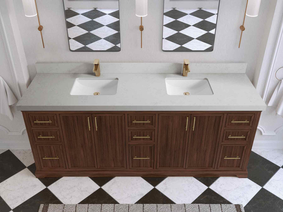 Alys Teak Wood 84 in. W x 22 in. D Double Sink Bathroom Vanity - Willow Bath and Vanity