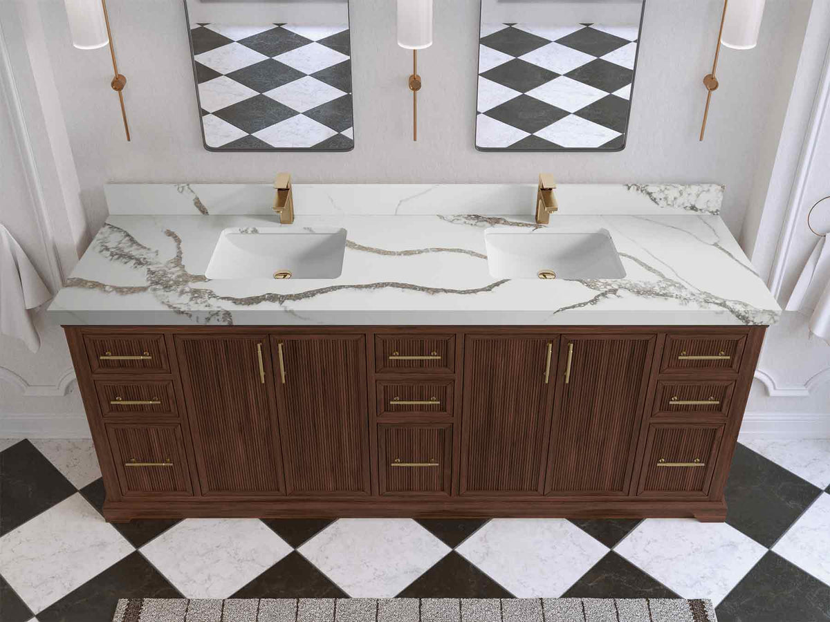 Alys Teak Wood 84 in. W x 22 in. D Double Sink Bathroom Vanity - Willow Bath and Vanity