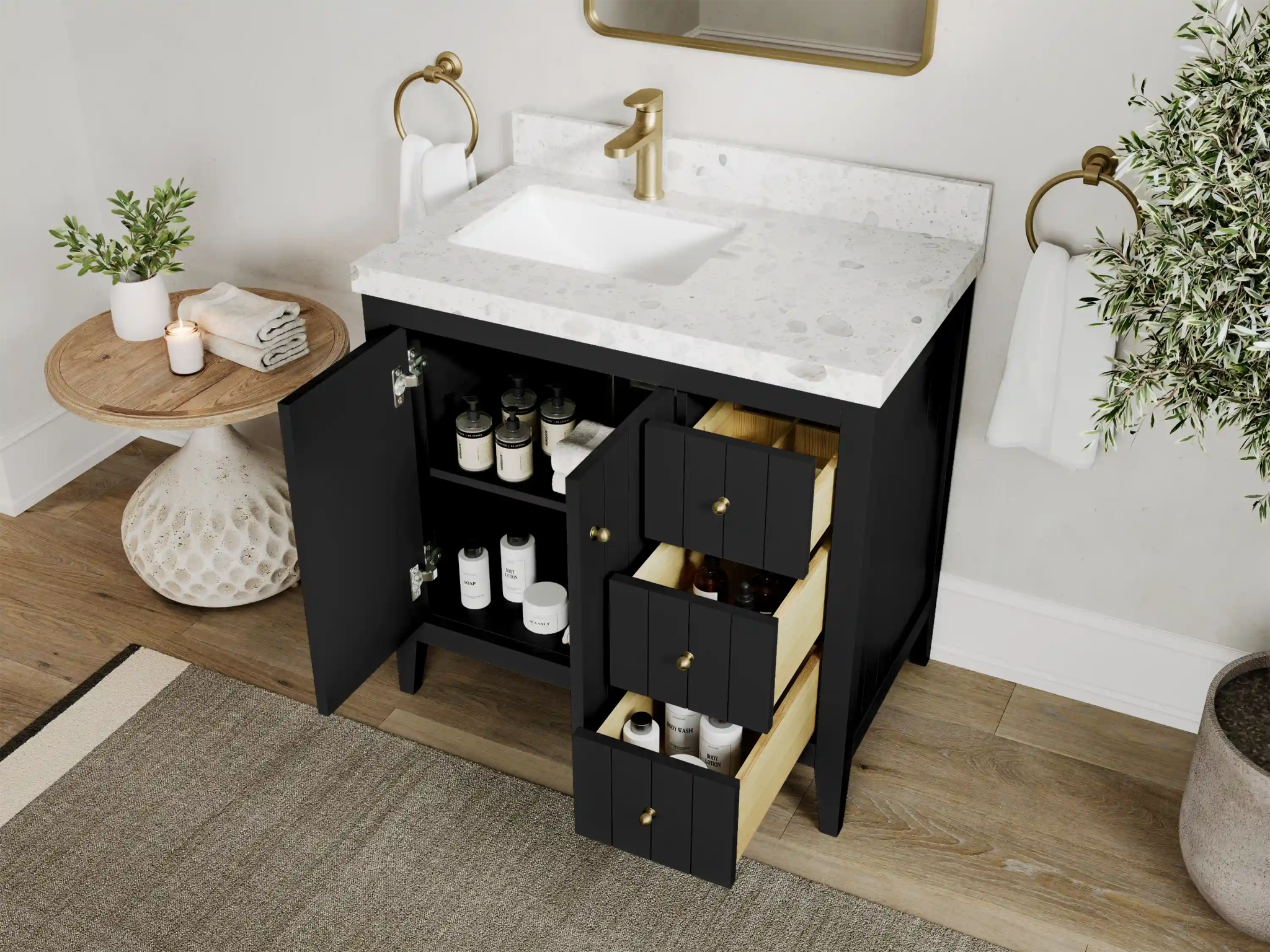 Atlanta 36 in. W x 22 in. D Left Offset Sink Bathroom Vanity - Willow Bath and Vanity