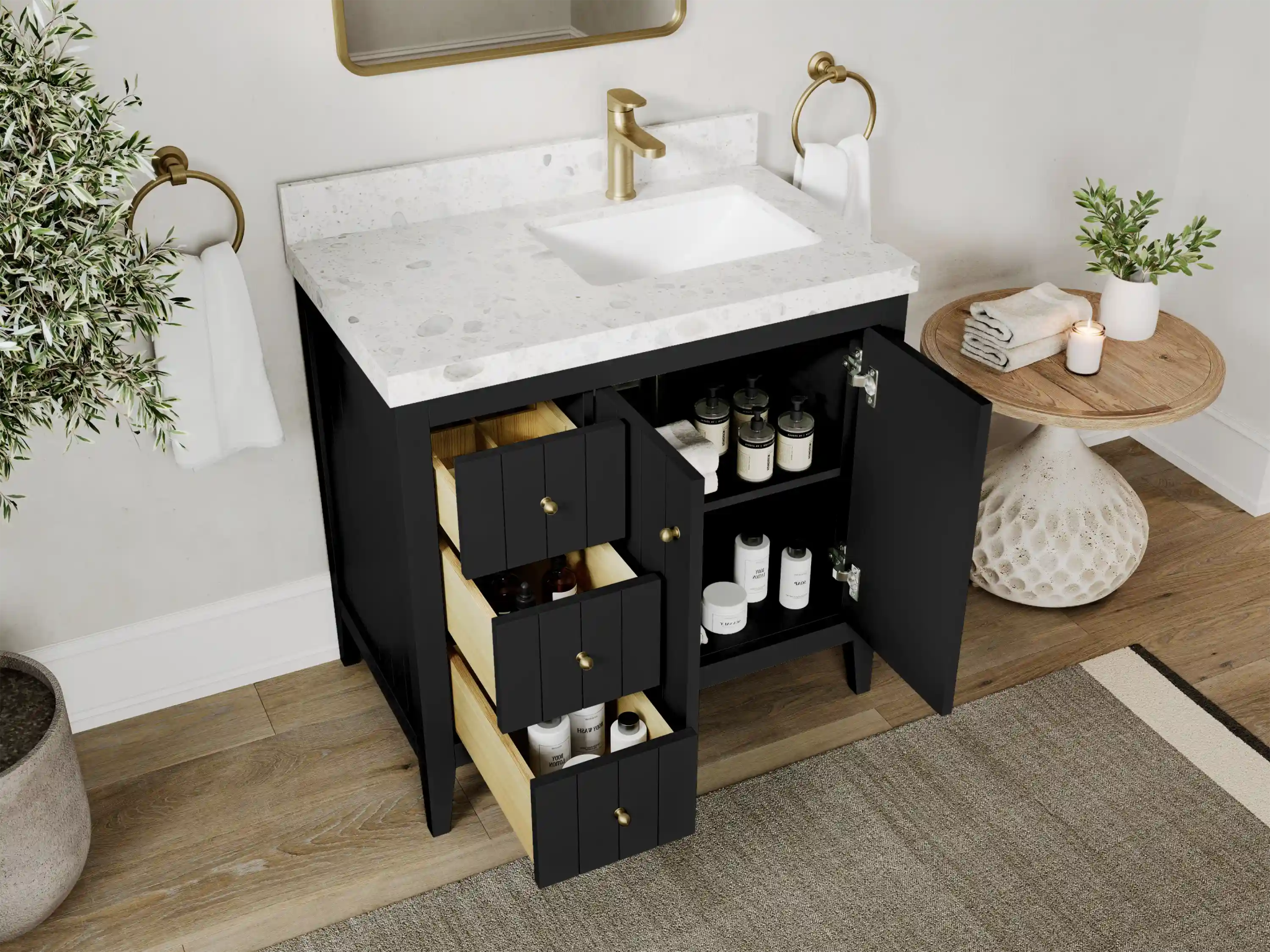Atlanta 36 in. W x 22 in. D Right Offset Sink Bathroom Vanity - Willow Bath and Vanity