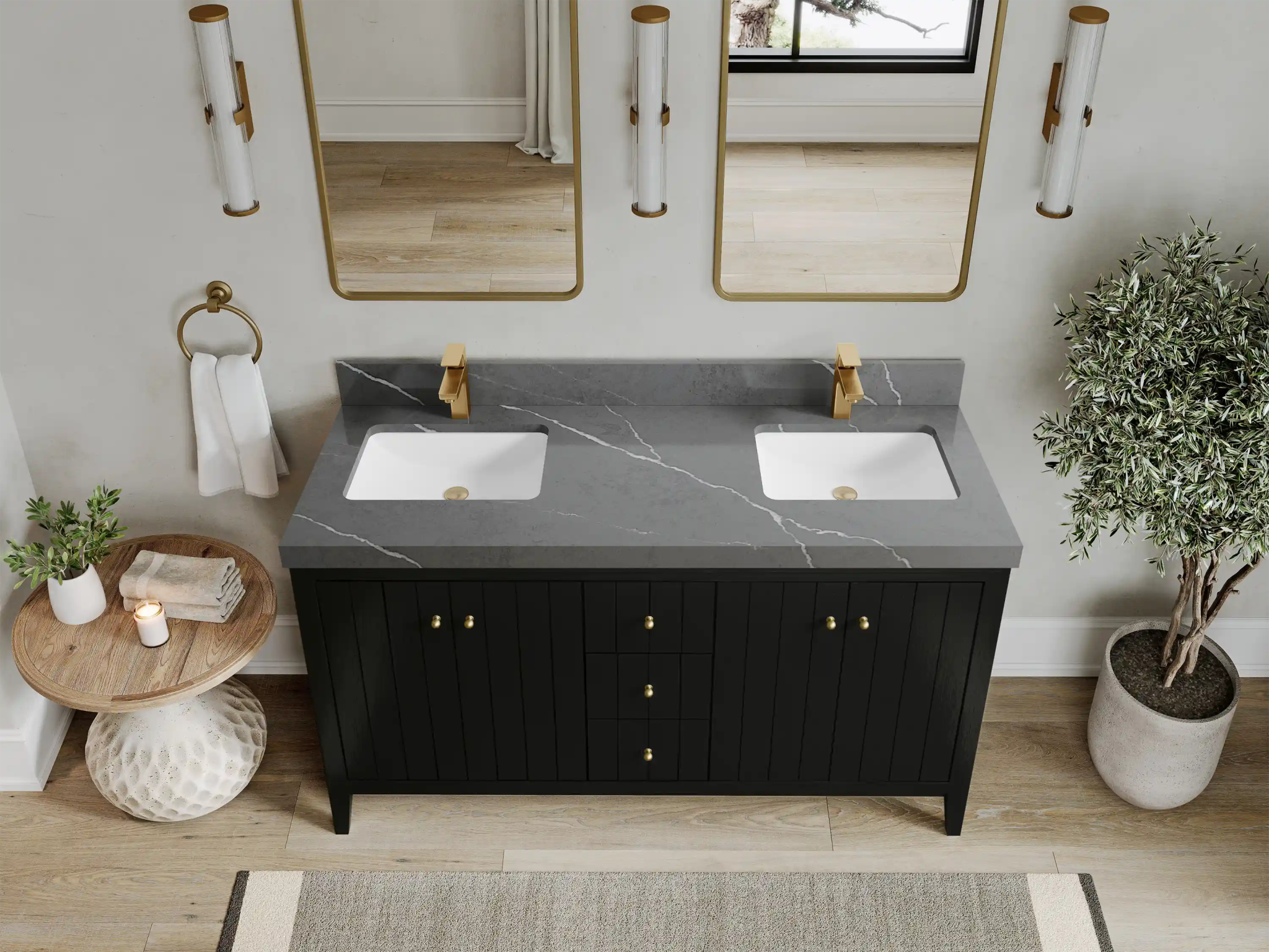 Atlanta 60 in. W x 22 in. D Double Sink Bathroom Vanity - Willow Bath and Vanity