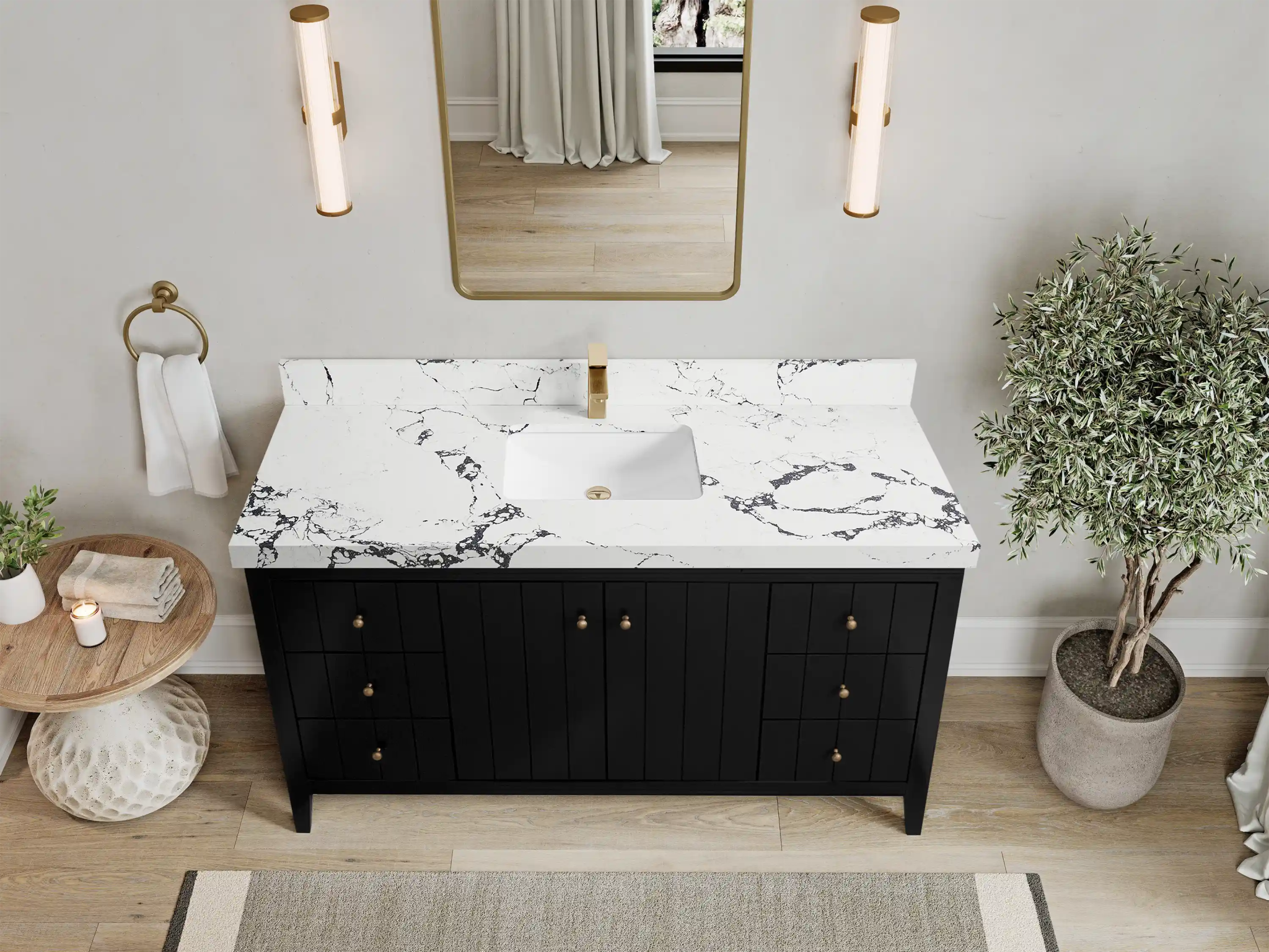 Atlanta 60 in. W x 22 in. D Single Sink Bathroom Vanity BLK - Willow Bath and Vanity