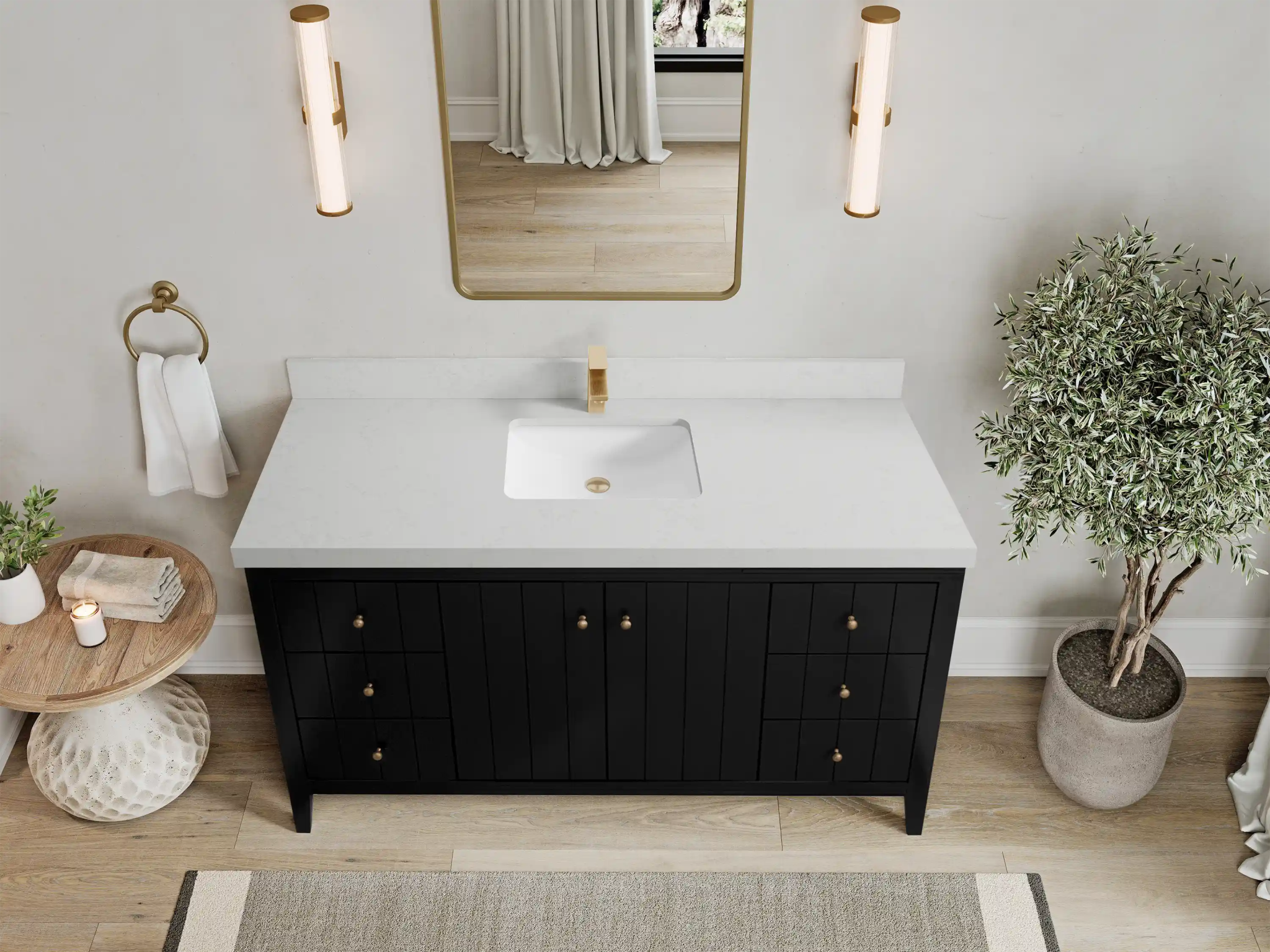 Atlanta 60 in. W x 22 in. D Single Sink Bathroom Vanity BLK - Willow Bath and Vanity