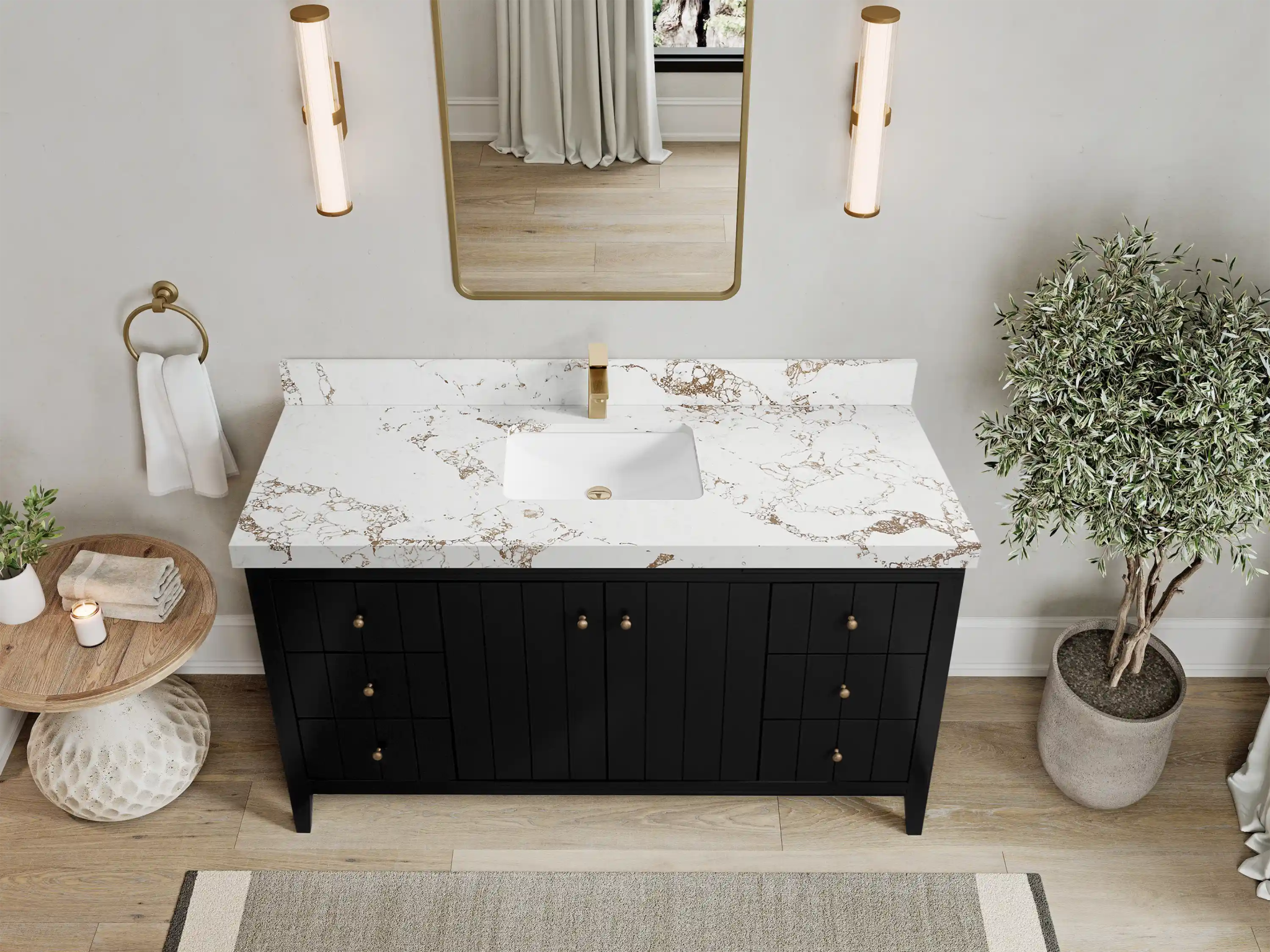 Atlanta 60 in. W x 22 in. D Single Sink Bathroom Vanity BLK - Willow Bath and Vanity