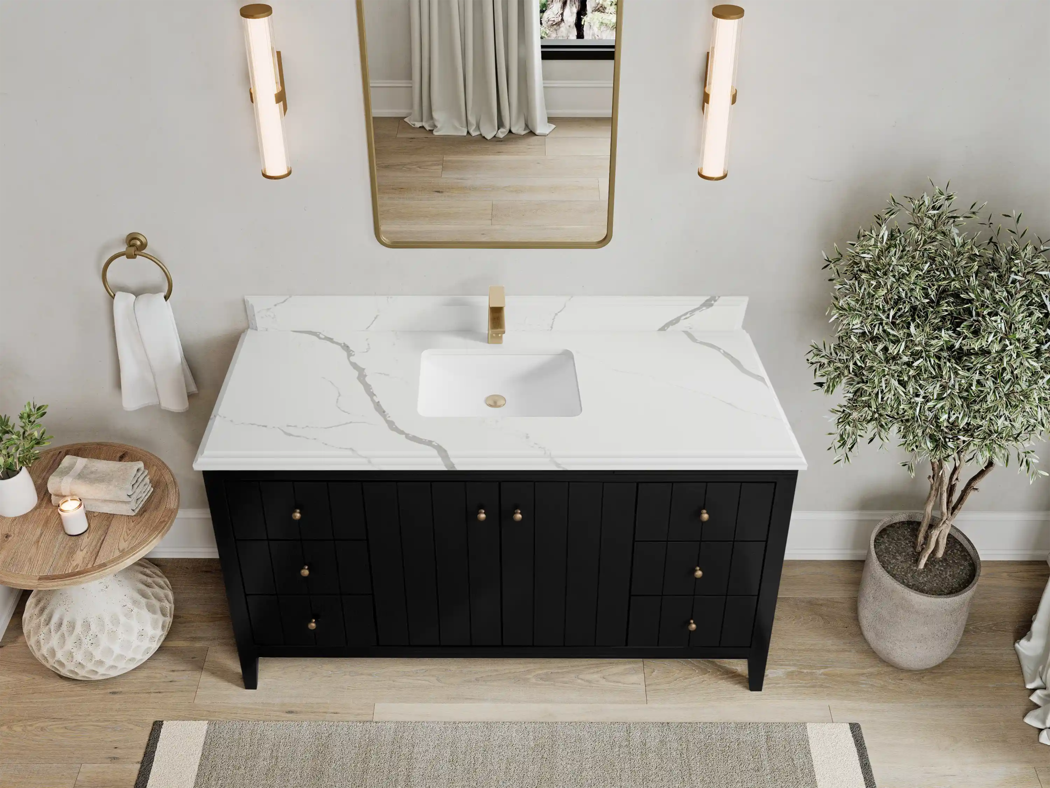 Atlanta 60 in. W x 22 in. D Single Sink Bathroom Vanity BLK - Willow Bath and Vanity
