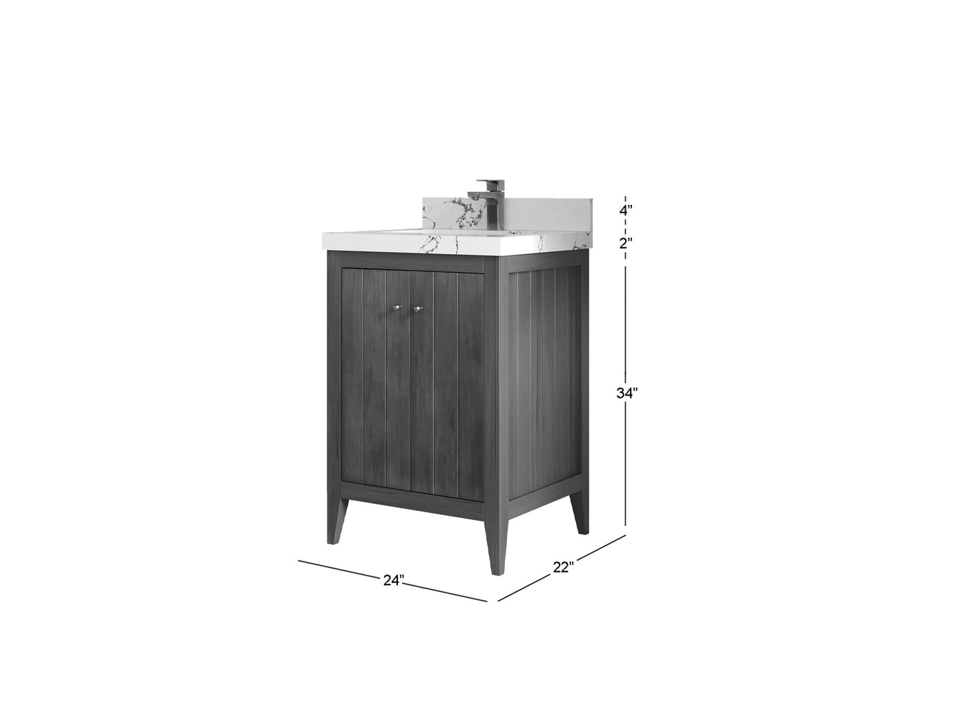 Atlanta Teak Wood 24 in. W x 22 in. D Single Sink Bathroom Vanity