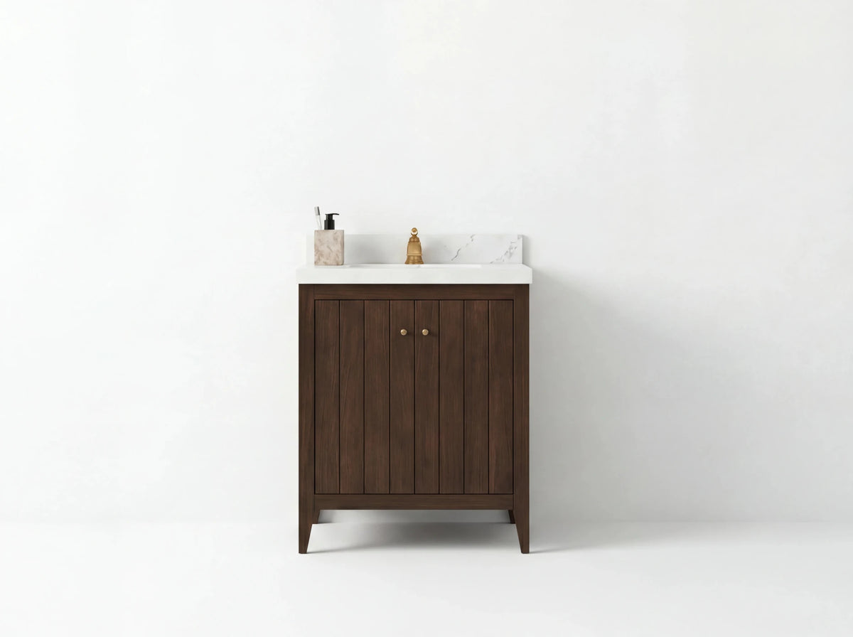 Atlanta Teak Wood 30 in. W x 22 in. D Single Sink Bathroom Vanity - Willow Bath and Vanity