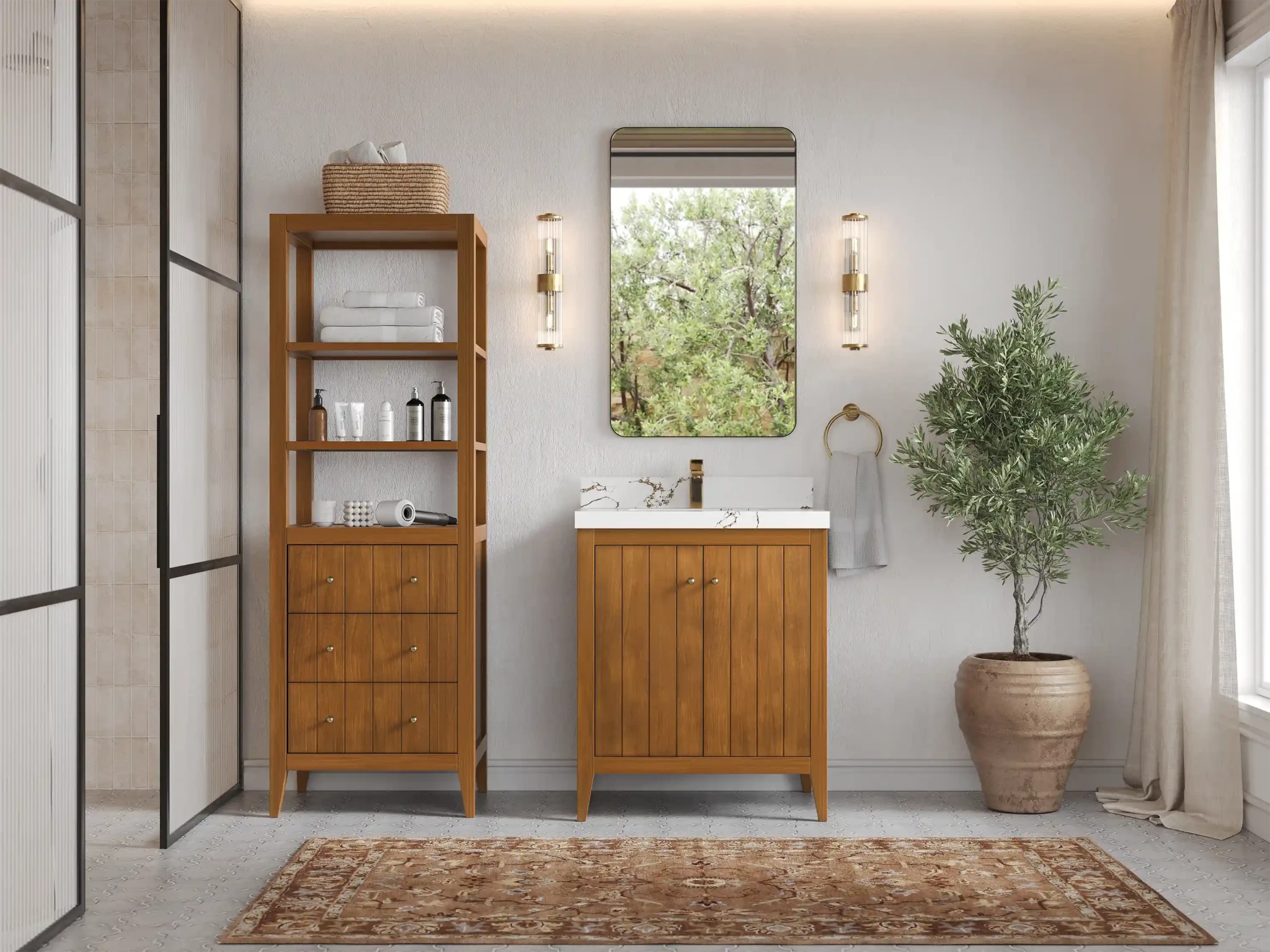 Atlanta Teak Wood 30 in. W x 22 in. D Single Sink Bathroom Vanity - Willow Bath and Vanity