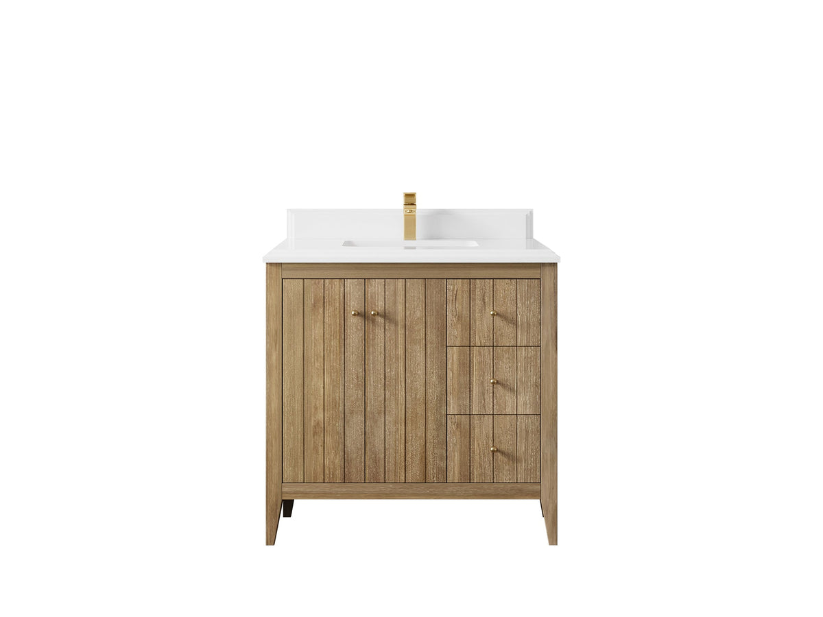 Atlanta Teak Wood 36 in. W x 22 in. D Center Sink Bathroom Vanity - Willow Bath and Vanity