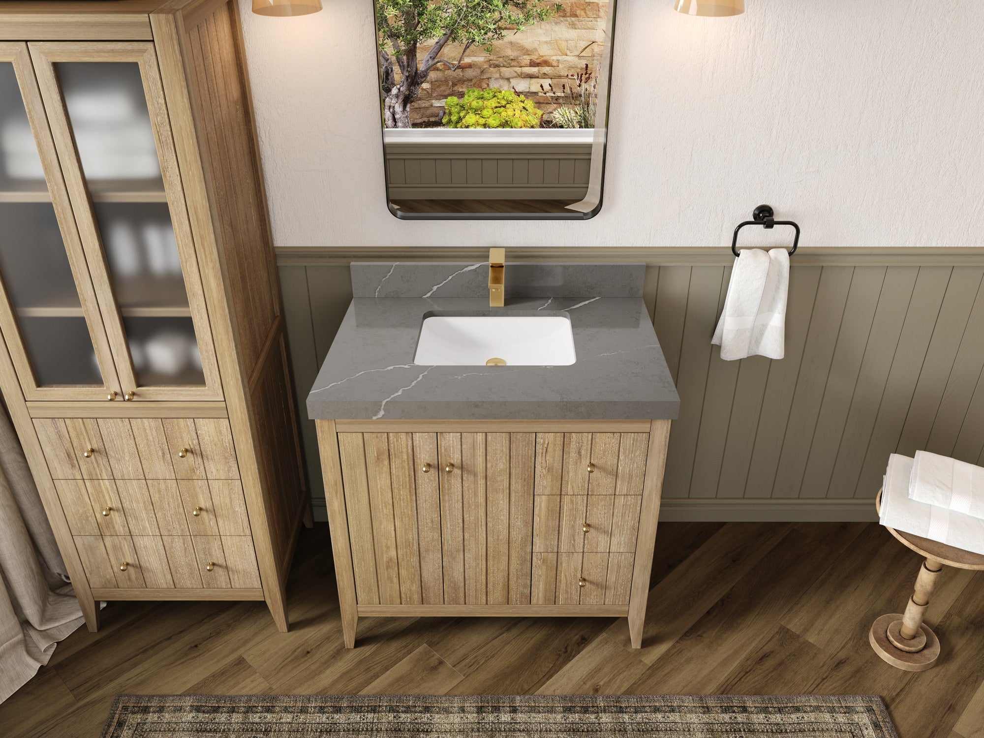 Atlanta Teak Wood 36 in. W x 22 in. D Center Sink Bathroom Vanity - Willow Bath and Vanity