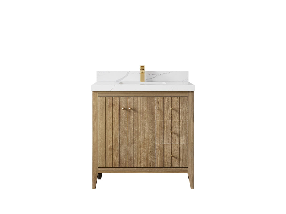 Atlanta Teak Wood 36 in. W x 22 in. D Center Sink Bathroom Vanity - Willow Bath and Vanity