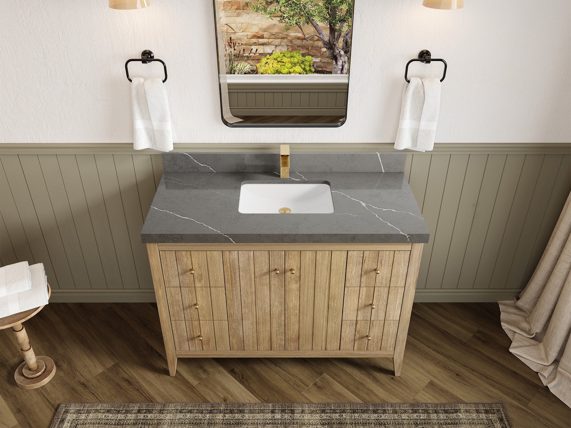 Atlanta Teak Wood 48 in. W x 22 in. D Single Sink Bathroom Vanity - Willow Bath and Vanity