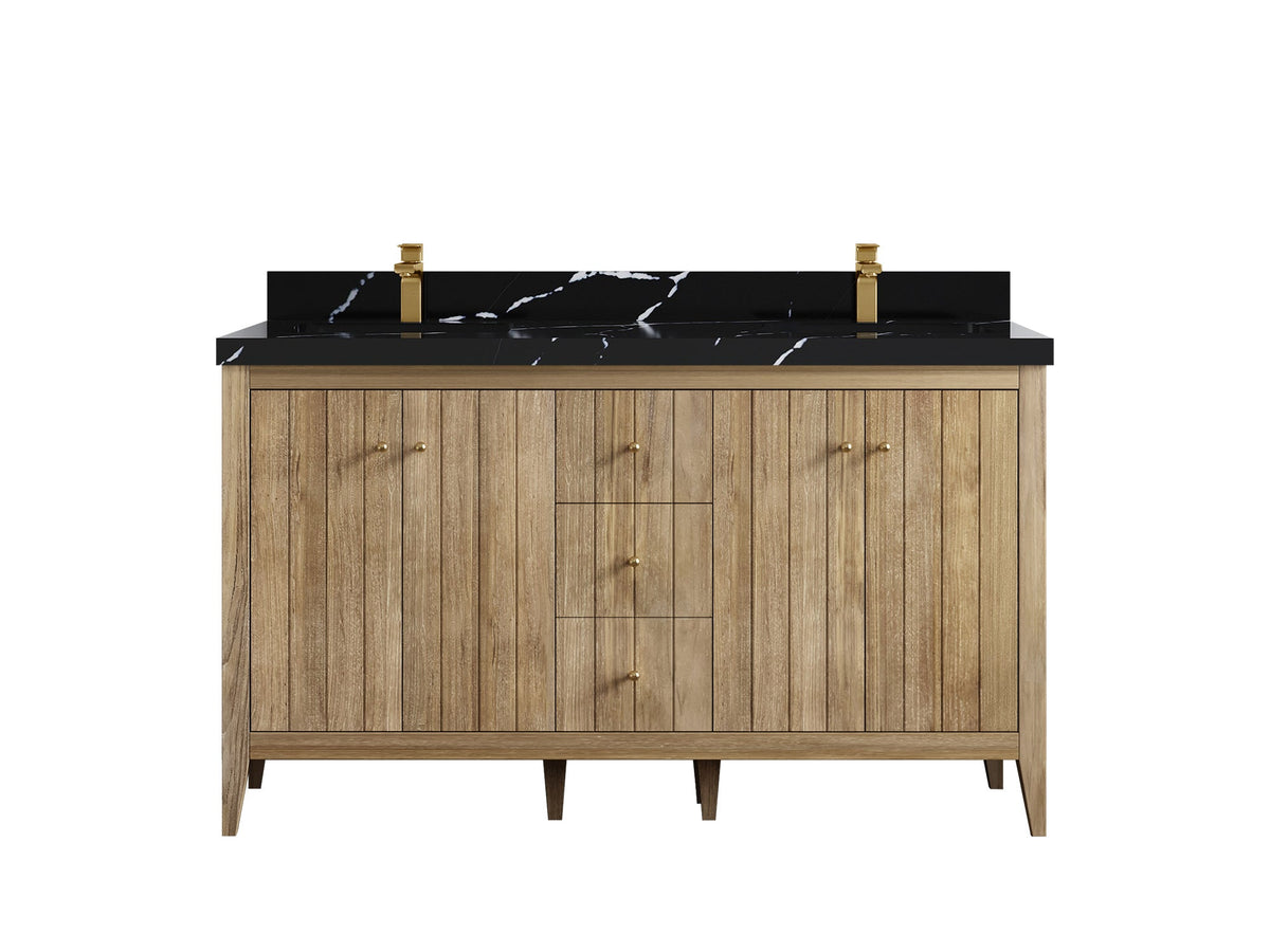 Atlanta Teak Wood 60 in. W x 22 in. D Double Sink Bathroom Vanity - Willow Bath and Vanity