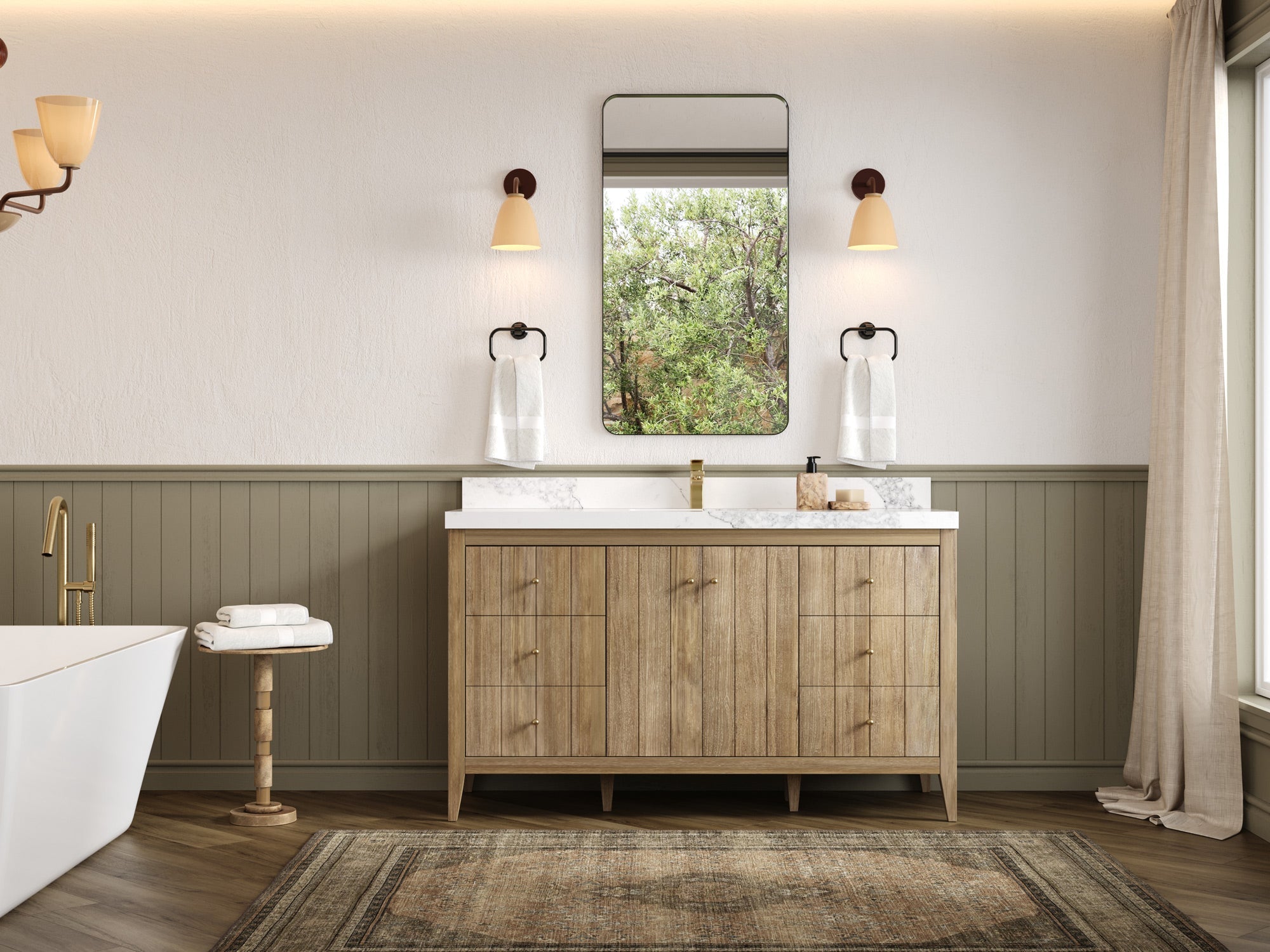 Atlanta Teak Wood 60 in. W x 22 in. D Single Sink Bathroom Vanity - Willow Bath and Vanity