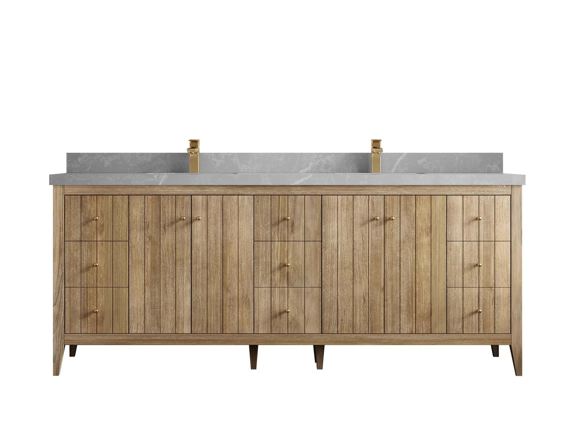 Atlanta Teak Wood 84 in. W x 22 in. D Double Sink Bathroom Vanity - Willow Bath and Vanity