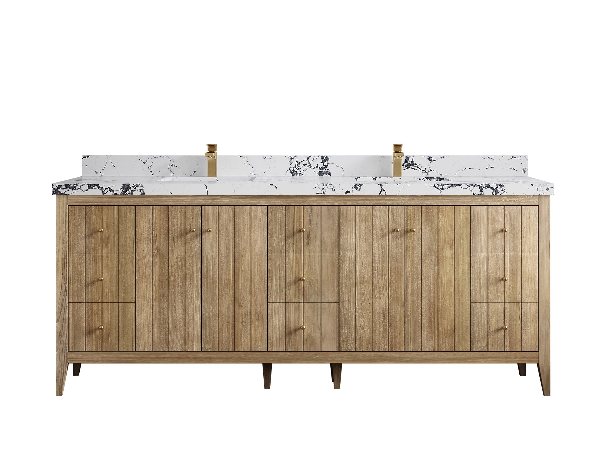 Atlanta Teak Wood 84 in. W x 22 in. D Double Sink Bathroom Vanity - Willow Bath and Vanity