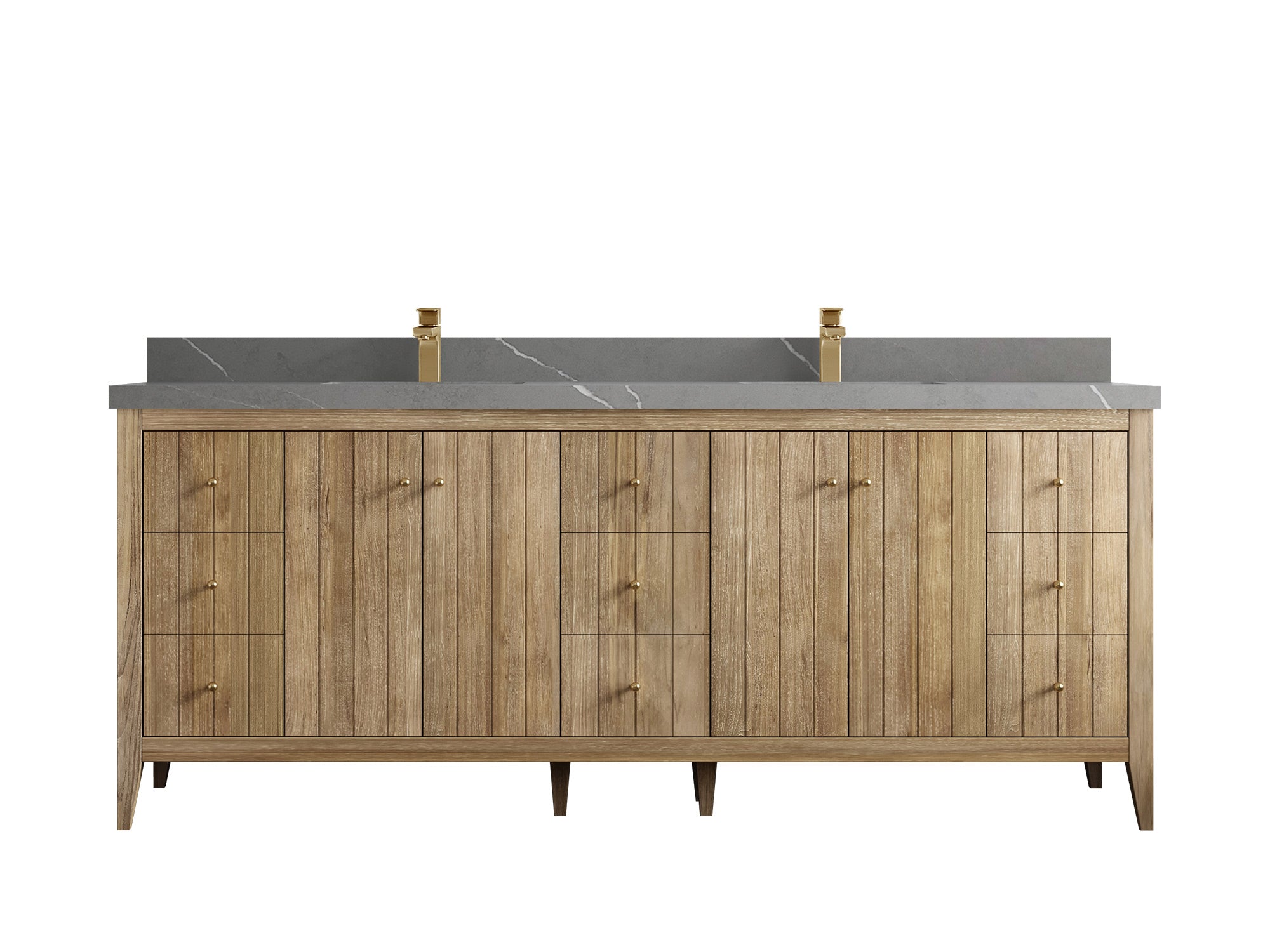 Atlanta Teak Wood 84 in. W x 22 in. D Double Sink Bathroom Vanity - Willow Bath and Vanity