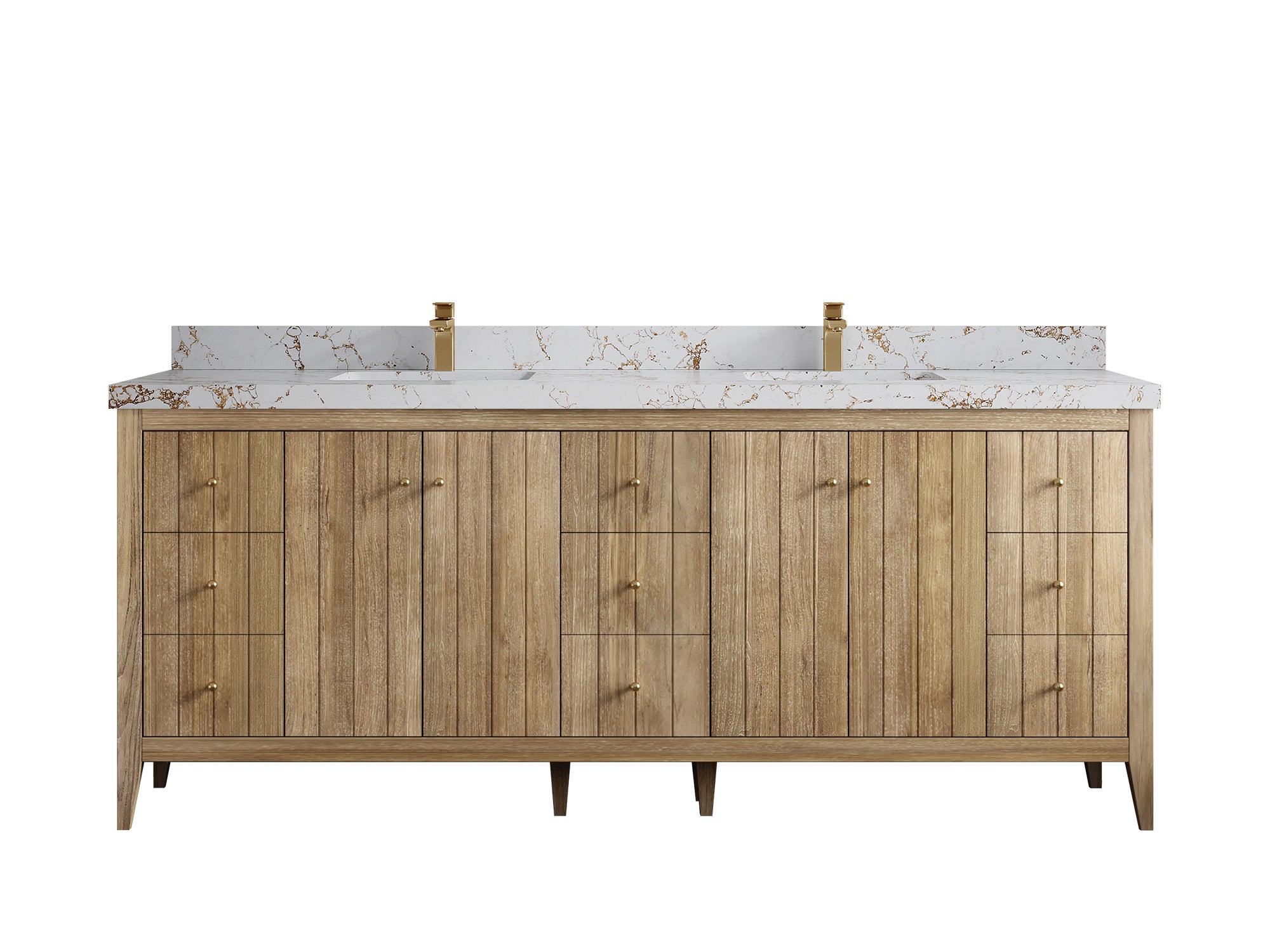 Atlanta Teak Wood 84 in. W x 22 in. D Double Sink Bathroom Vanity - Willow Bath and Vanity