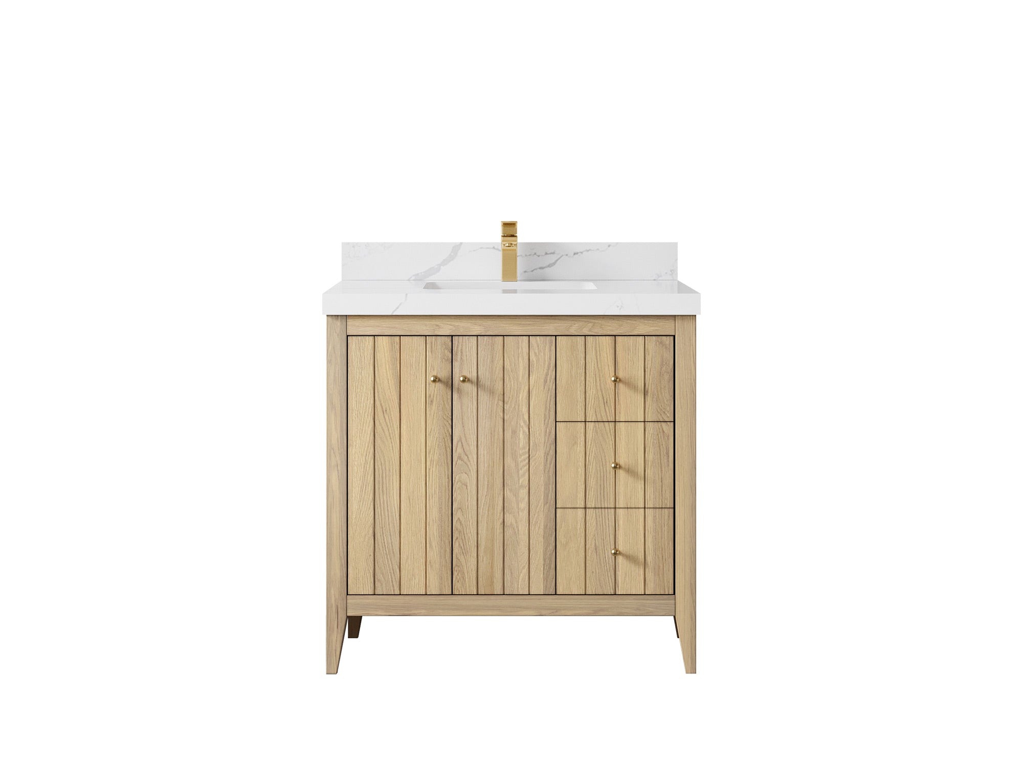 Atlanta White Oak 36 in. W x 22 in. D Center Sink Bathroom Vanity - Willow Bath and Vanity