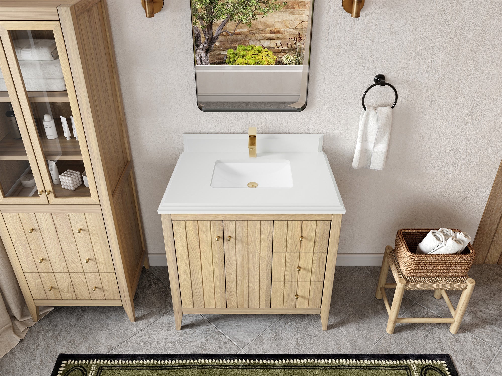 Atlanta White Oak 36 in. W x 22 in. D Center Sink Bathroom Vanity - Willow Bath and Vanity