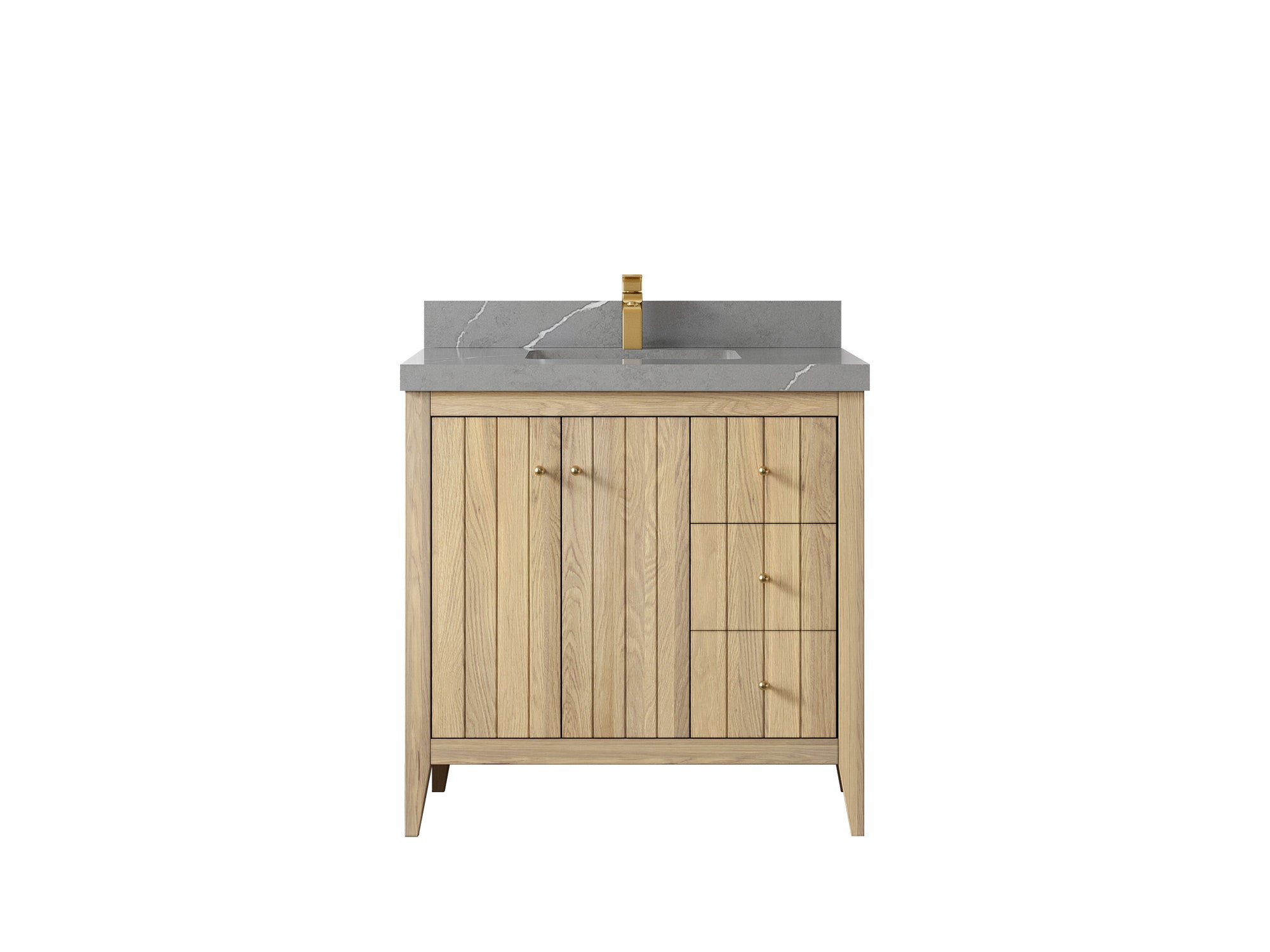 Atlanta White Oak 36 in. W x 22 in. D Center Sink Bathroom Vanity - Willow Bath and Vanity