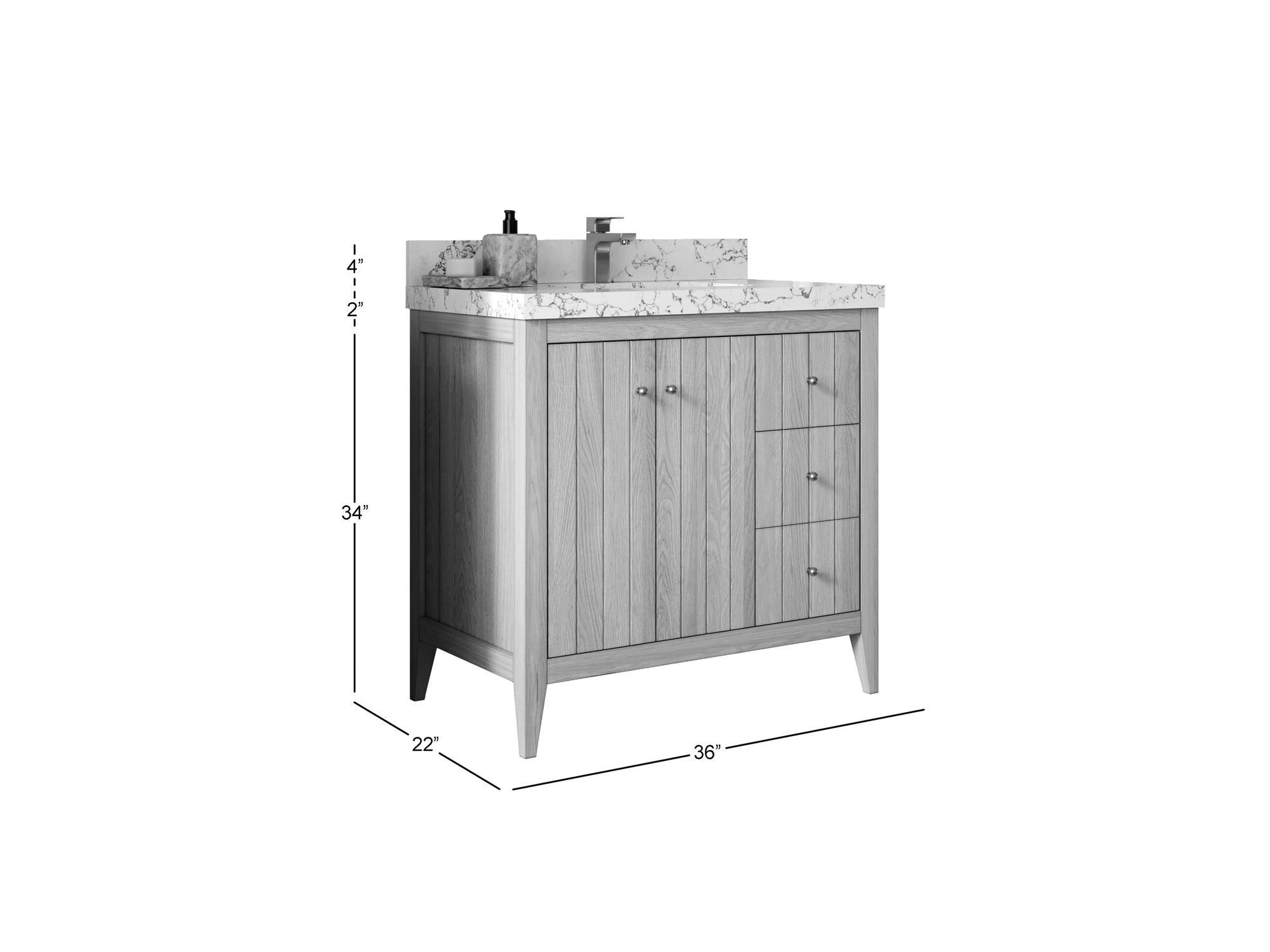 Atlanta White Oak 36 in. W x 22 in. D Center Sink Bathroom Vanity - Willow Bath and Vanity