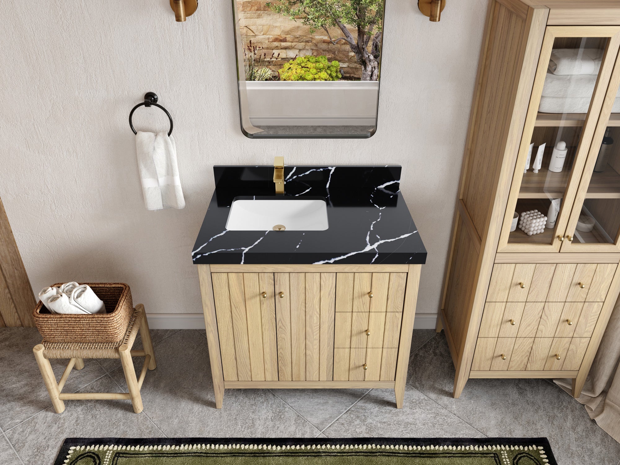 Atlanta White Oak 36 in. W x 22 in. D Left Offset Sink Bathroom Vanity - Willow Bath and Vanity