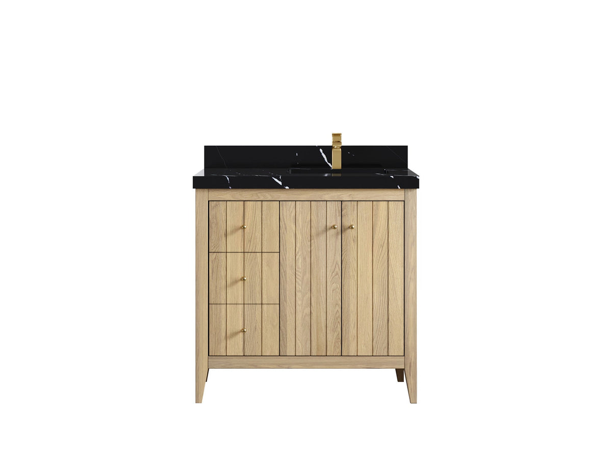 Atlanta White Oak 36 in. W x 22 in. D Right Offset Sink Bathroom Vanity - Willow Bath and Vanity