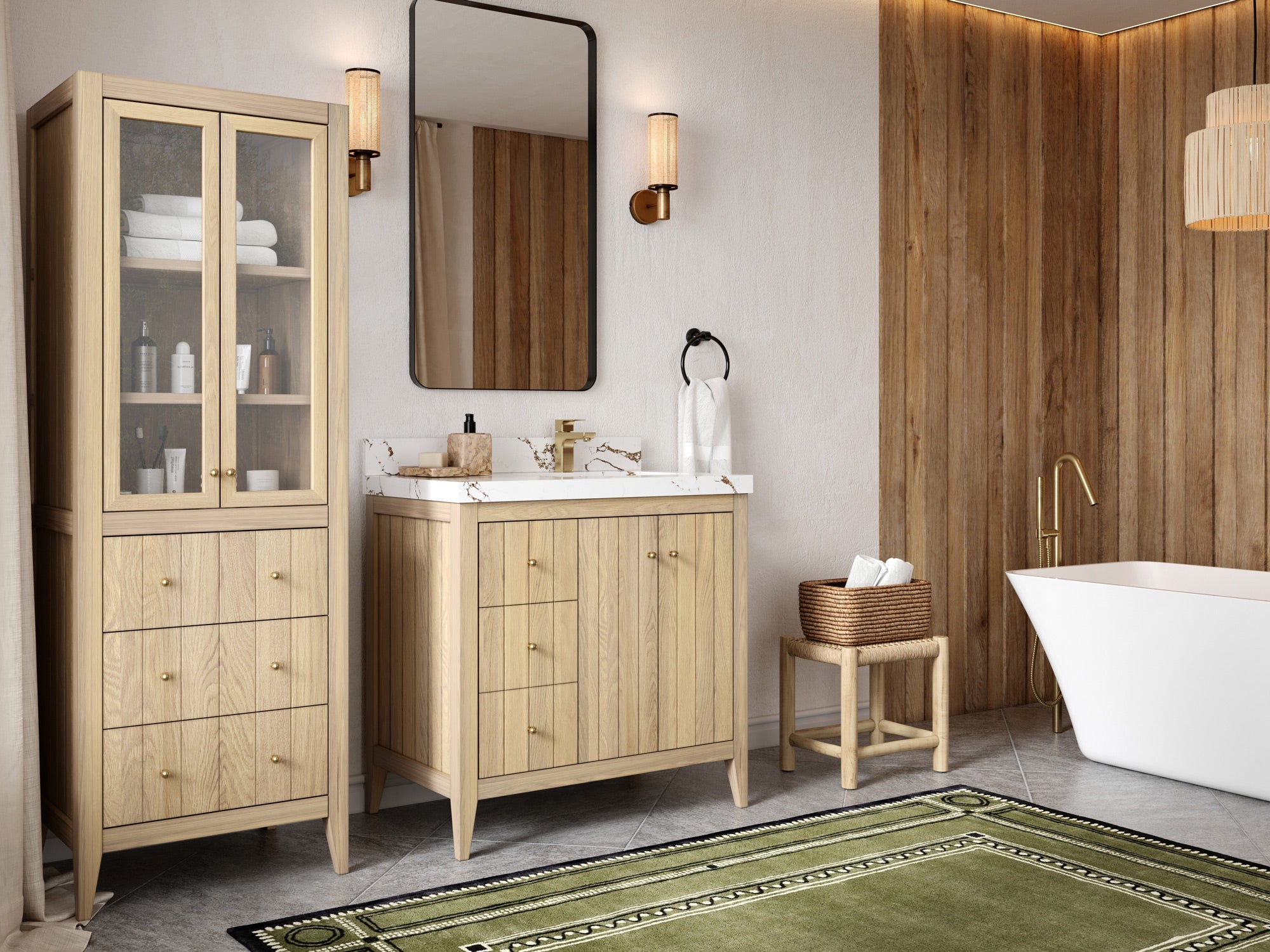 Atlanta White Oak 36 in. W x 22 in. D Right Offset Sink Bathroom Vanity - Willow Bath and Vanity