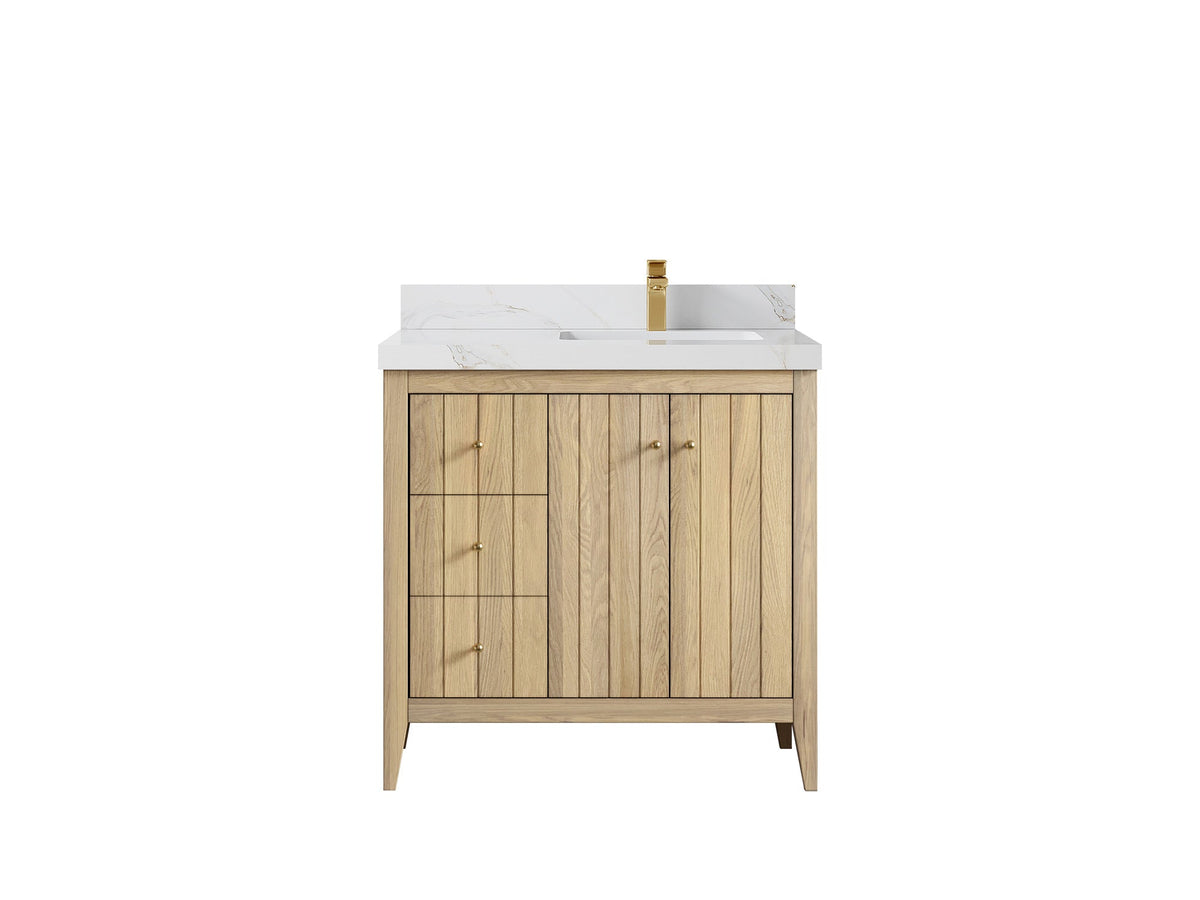 Atlanta White Oak 36 in. W x 22 in. D Right Offset Sink Bathroom Vanity - Willow Bath and Vanity