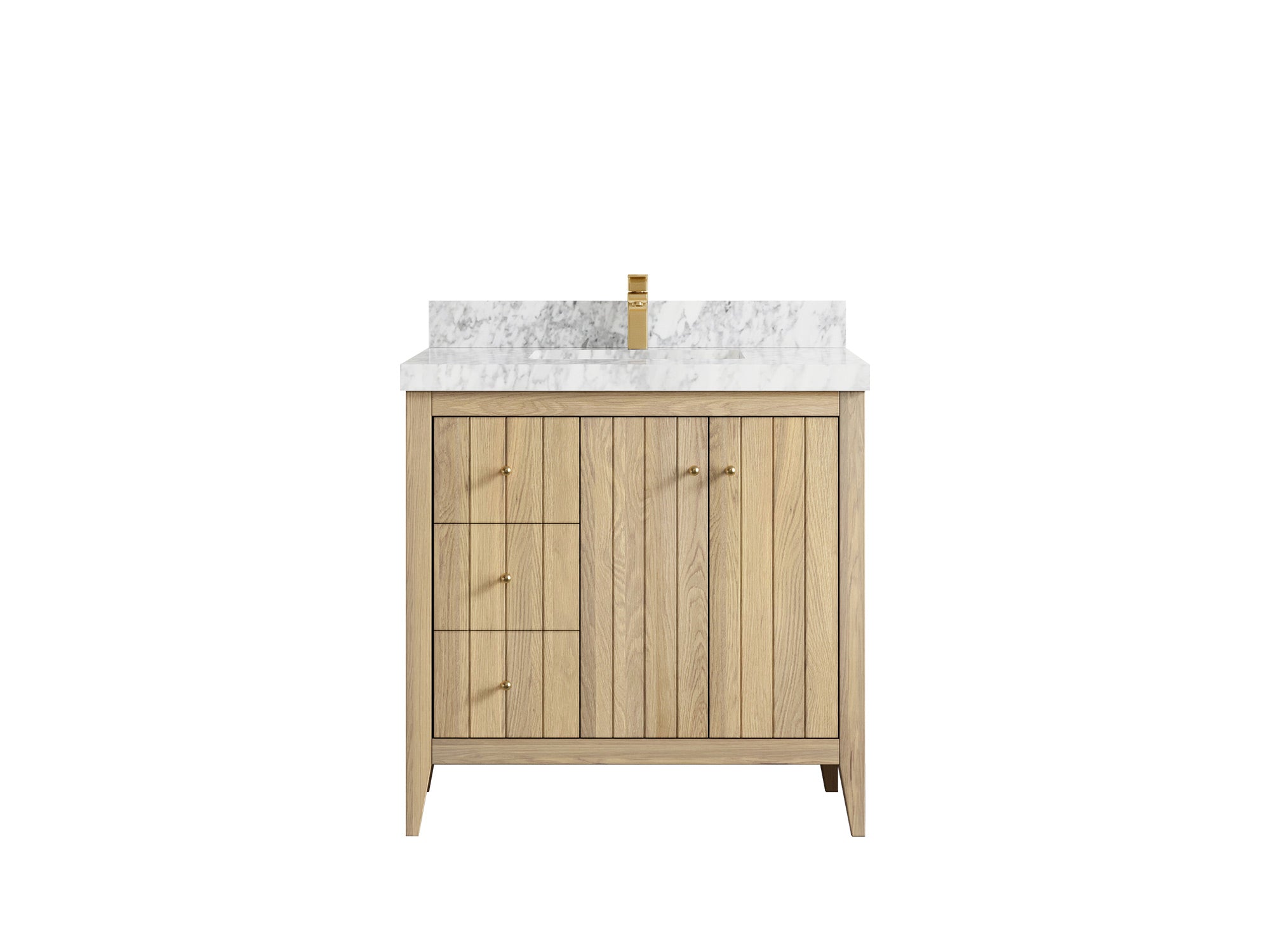 Atlanta White Oak 36" W x 22" D Center Sink Vanity for Elegant Bathrooms - Willow Bath and Vanity