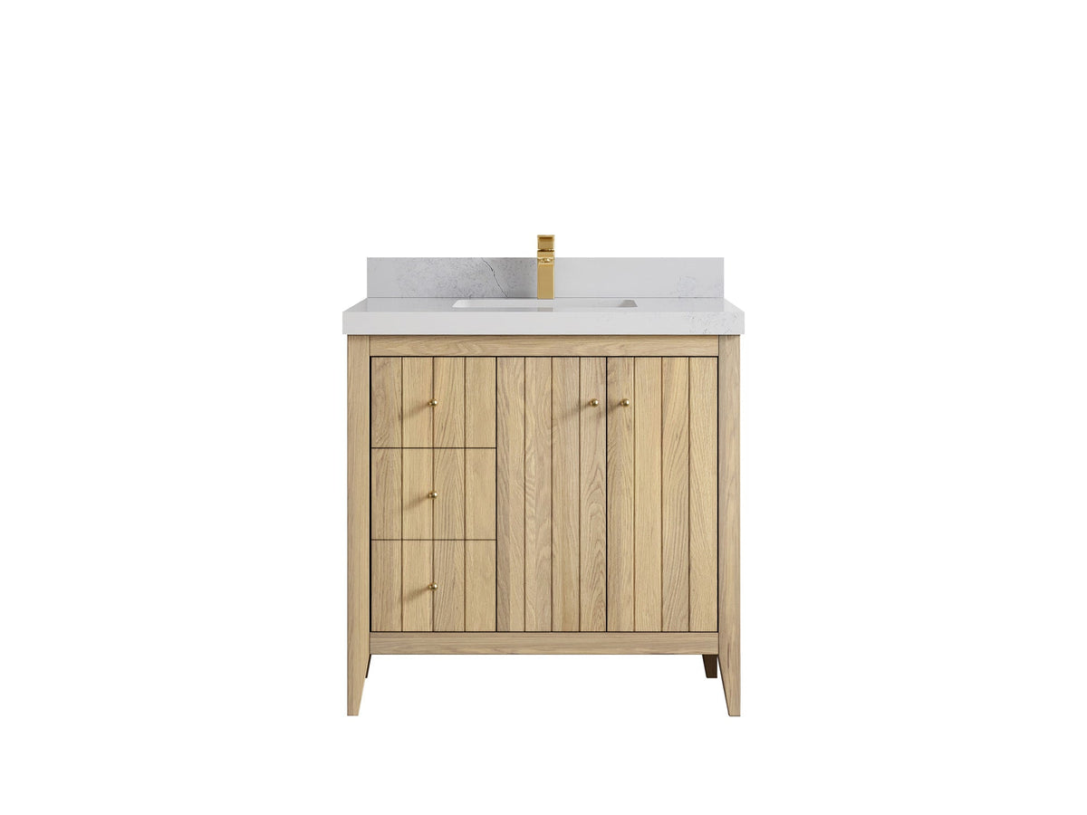 Atlanta White Oak 36" W x 22" D Center Sink Vanity for Elegant Bathrooms - Willow Bath and Vanity