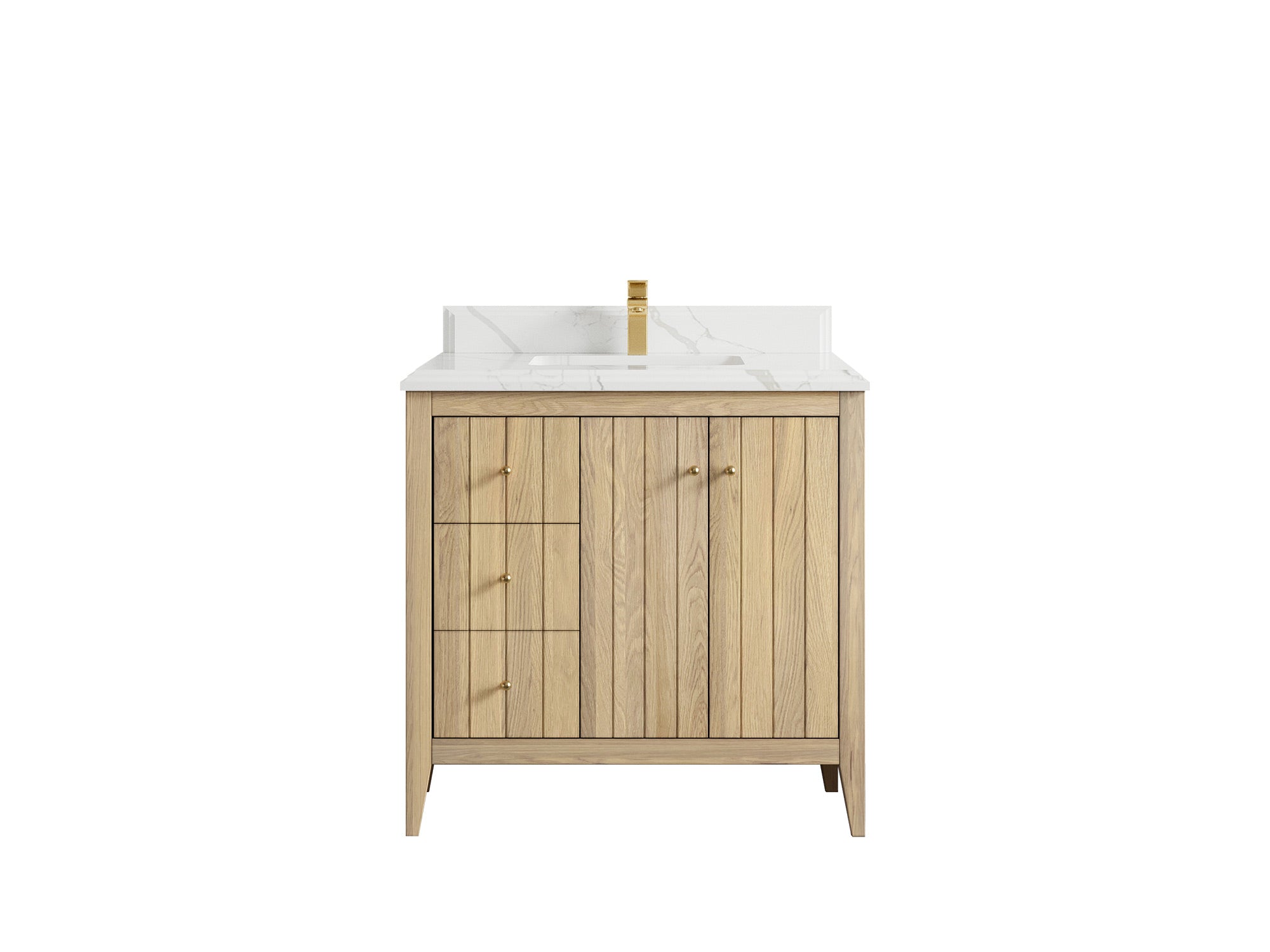 Atlanta White Oak 36" W x 22" D Center Sink Vanity for Elegant Bathrooms - Willow Bath and Vanity