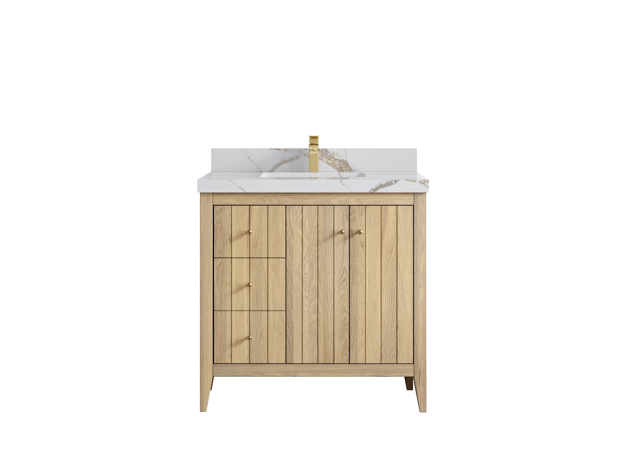 Atlanta White Oak 36" W x 22" D Center Sink Vanity for Elegant Bathrooms - Willow Bath and Vanity
